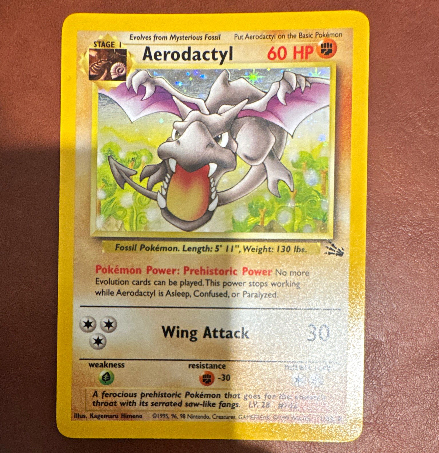 Nintendo Pokemon TCG Aerodactyl Fossil 1/62 Holo Rare English 1999