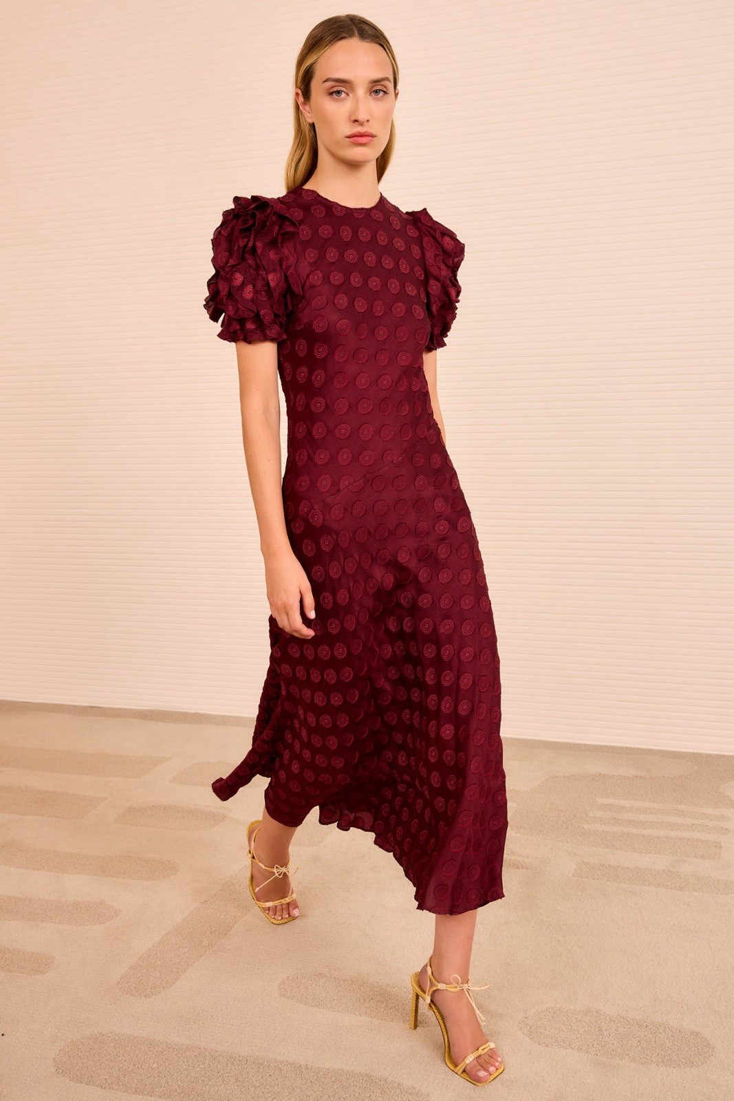 Ulla Johnson Midi Dress Elvia Ruffle Sleeve $1,100 Size 6