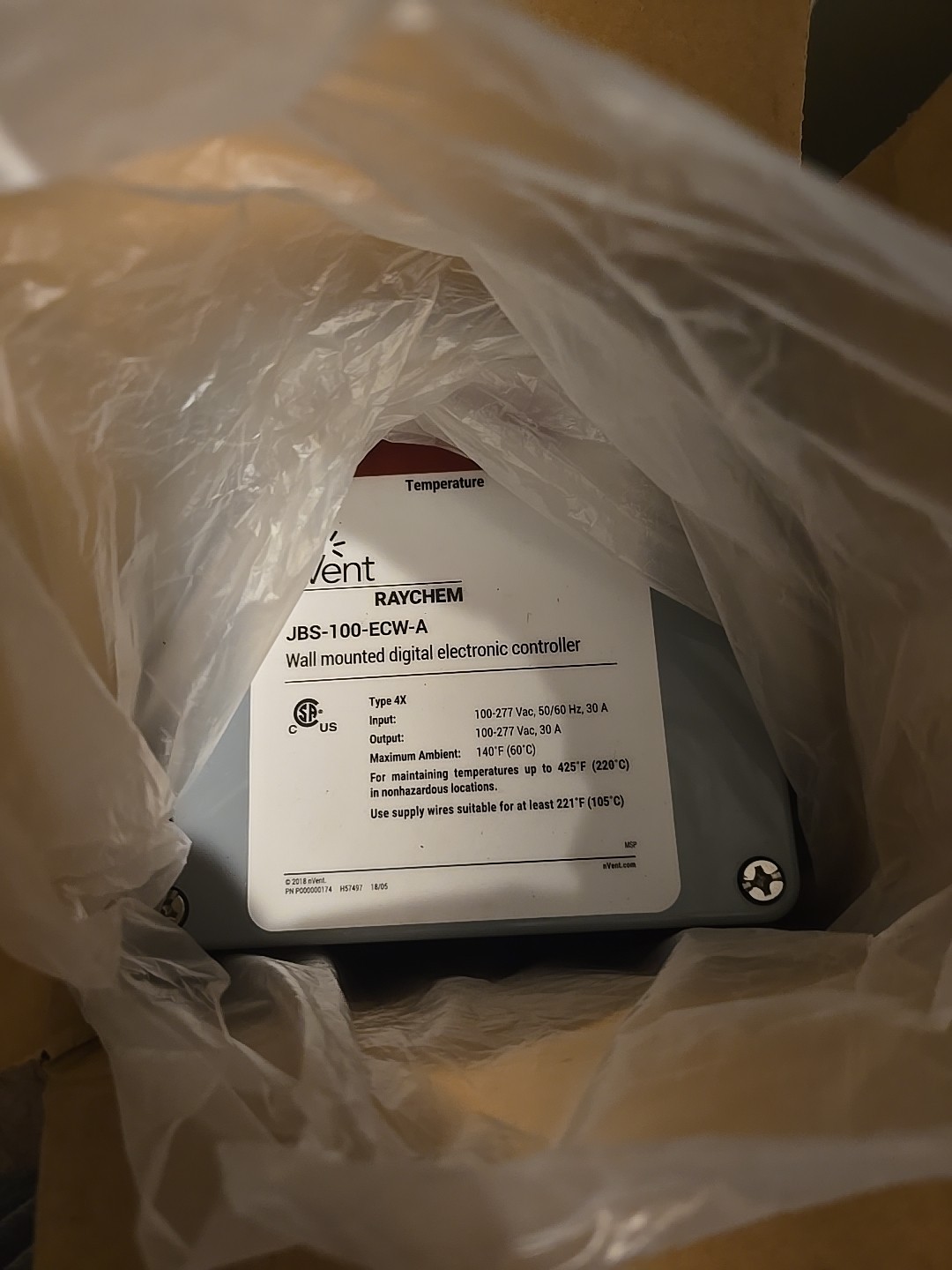 NVENT RAYCHEM JBS-100-ECW-A 100-277VAC 30A ELECTRIC THERMOSTAT 5928