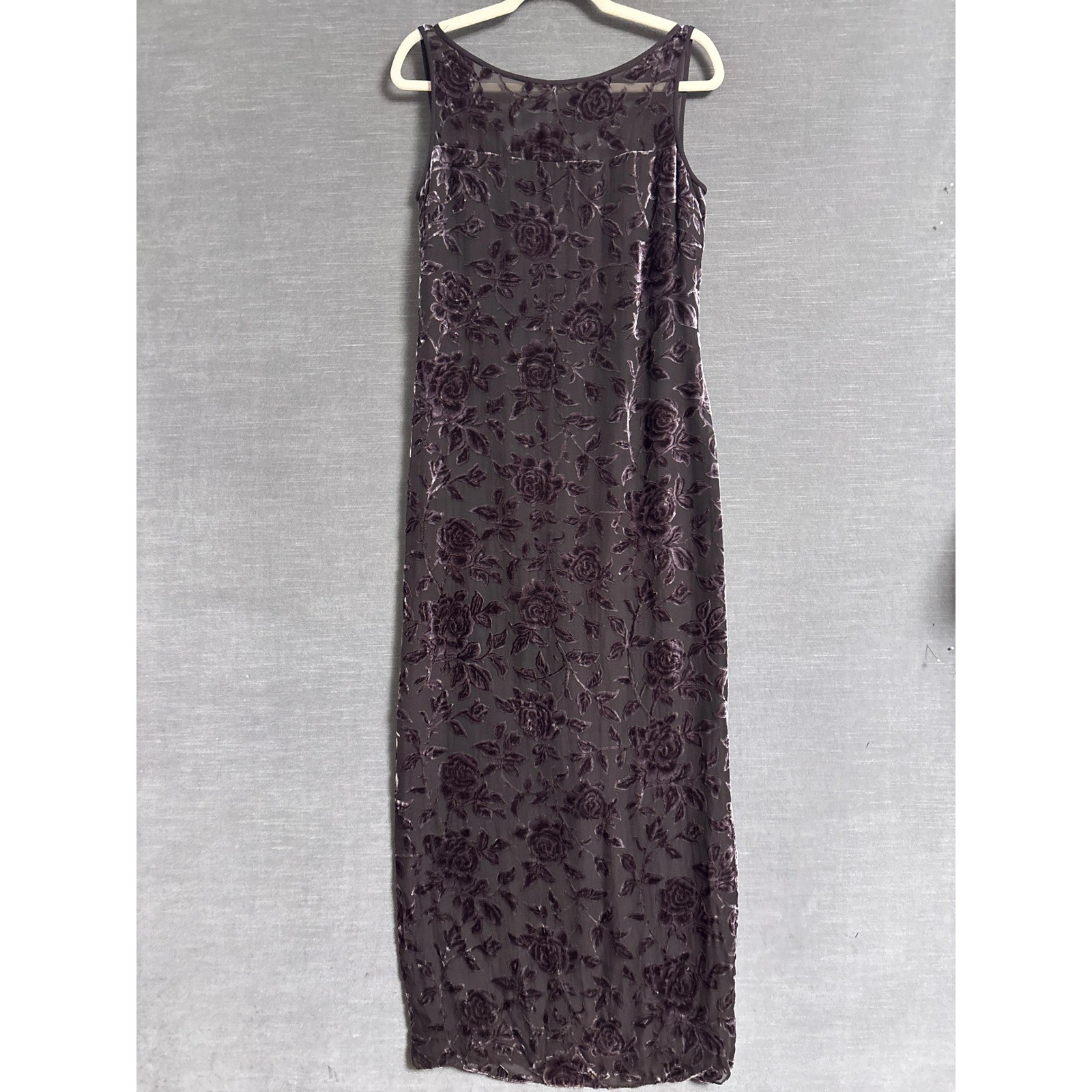 Vintage Liz Claiborne Dress 4 Purple Silk Velvet Burnout Floral Maxi 90s Y2K