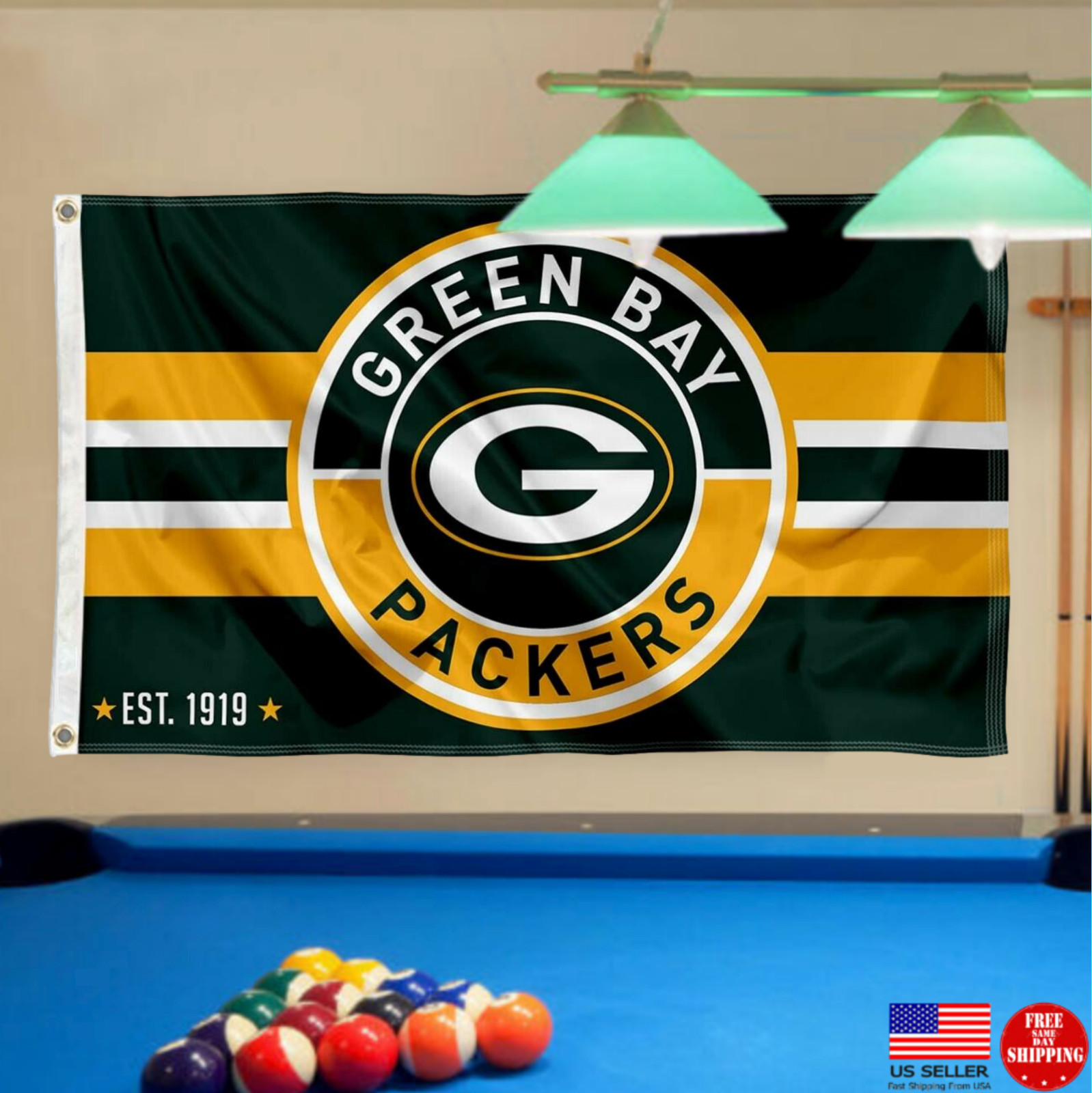 Packers FLAG 3X5 Green Bay Banner New USA Retro Vintage Man Cave Flags Packers FLAG 3X5 Green Bay Banner New USA Retro Vintage Man Cave Flags