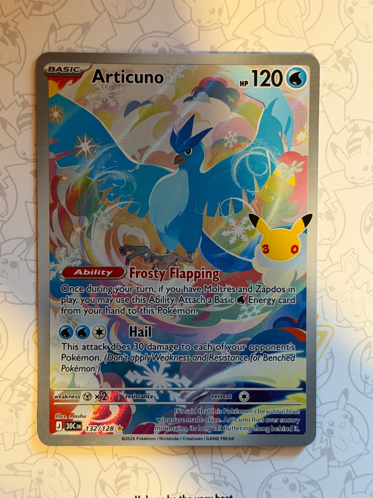 Articuno 132/128 Me: 30th Celebration Holo