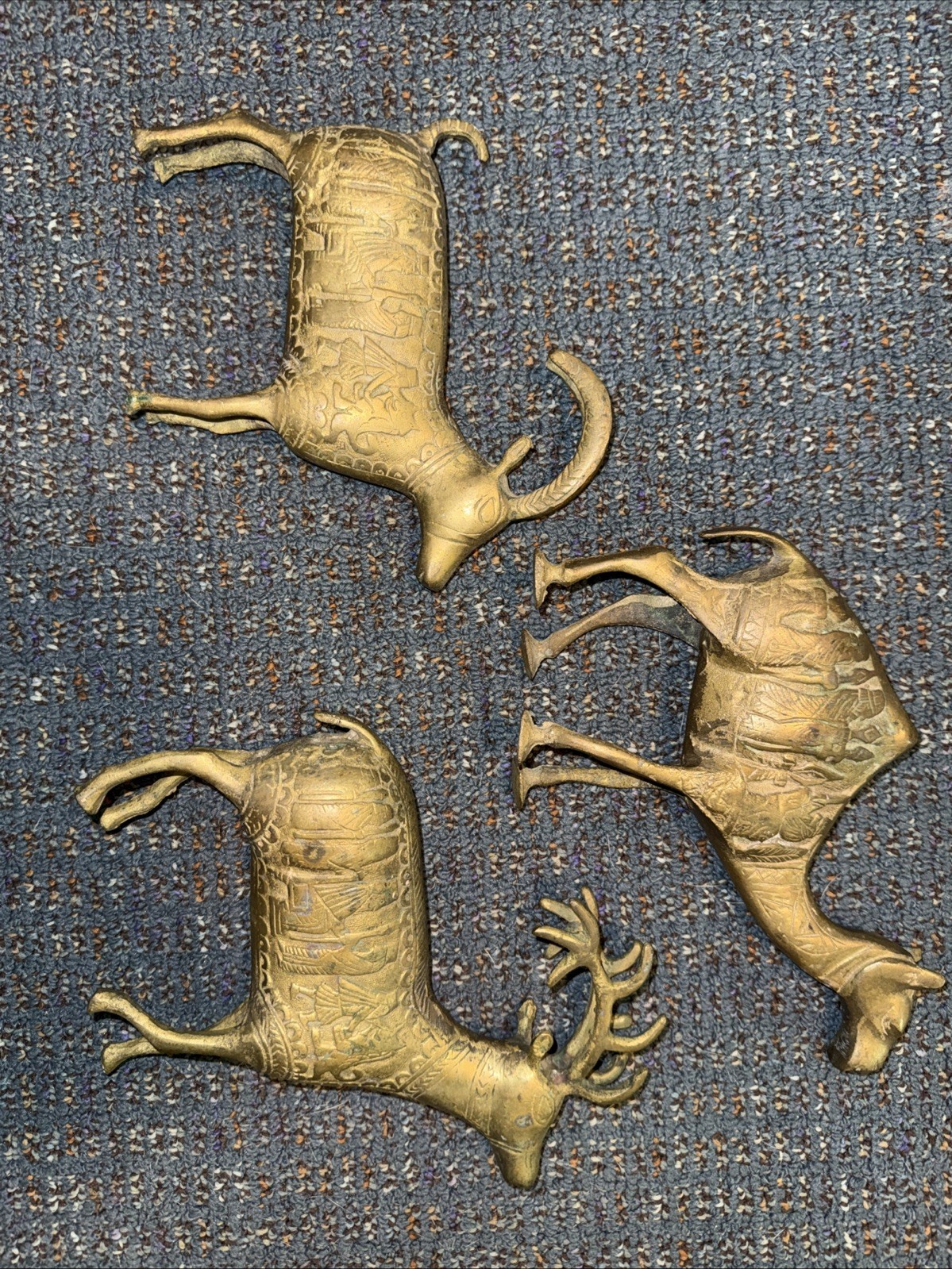 Mid 20th Century Persian Design Antique Brass Figures, Camel, Ram, and deer Mid 20th Century Persian Design Antique Brass Figures, Camel, Ram, and deer