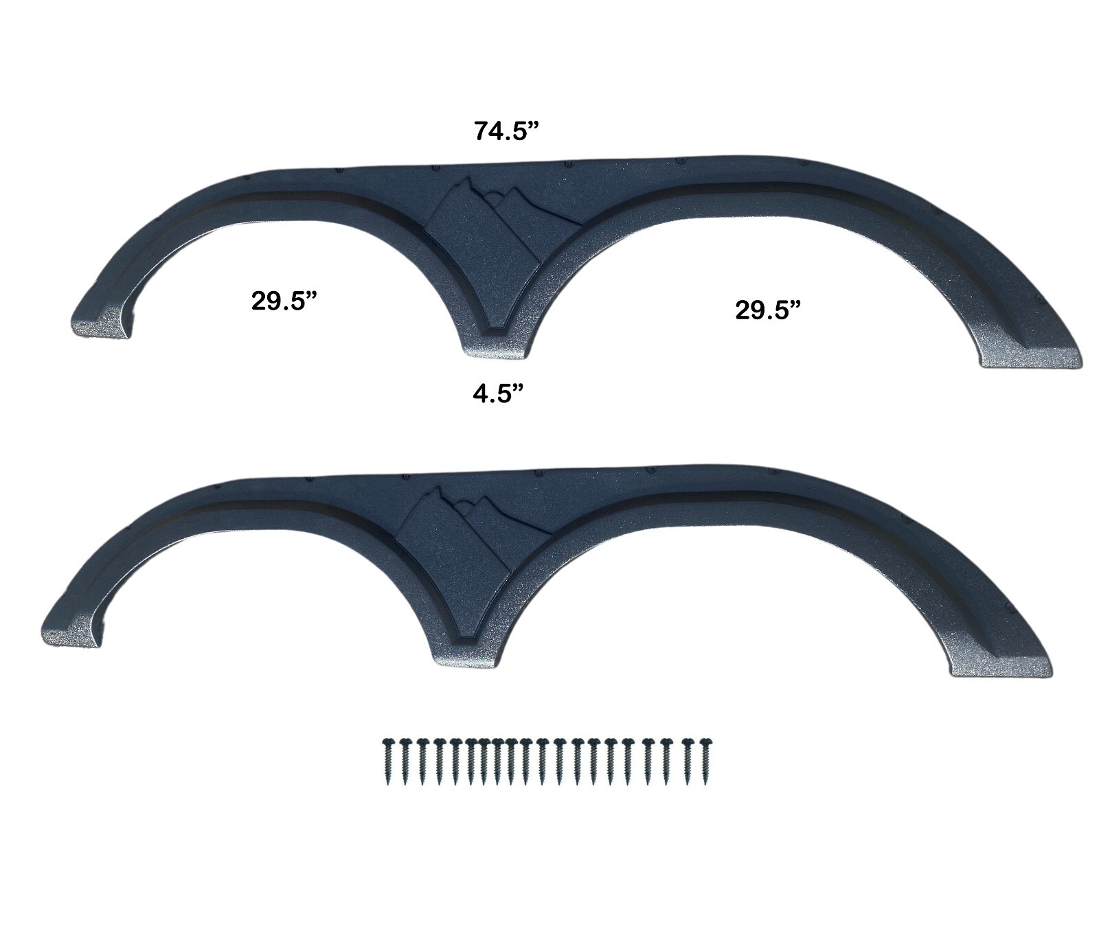 Set of Tandem RV Trailer Fender Skirts Flares 74.5 Set of Tandem RV Trailer Fender Skirts Flares 74.5