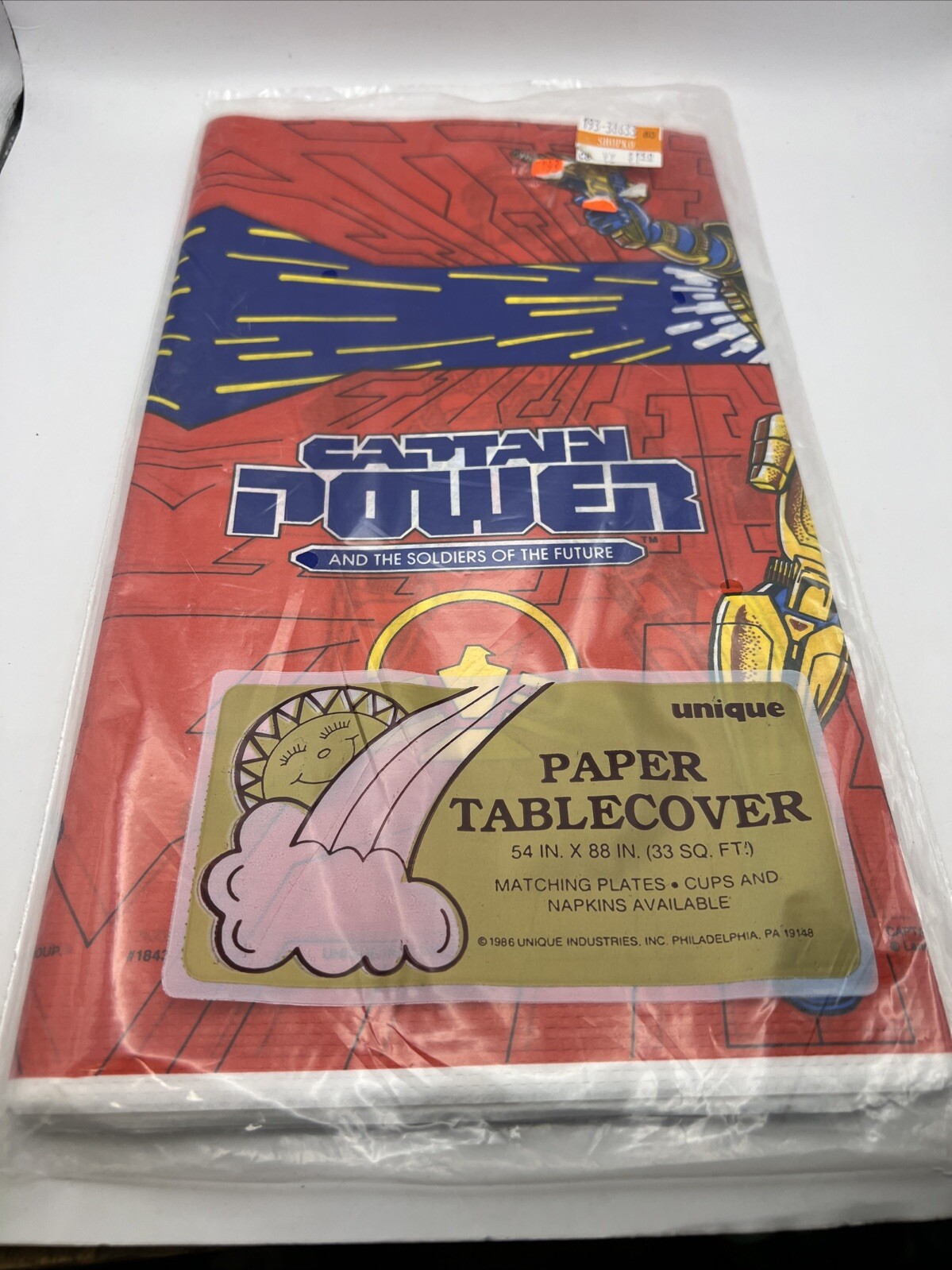 Vintage NEW Sealed Captain Power Paper TableCover 54”x 88” 1986 MATTEL VTG NOS