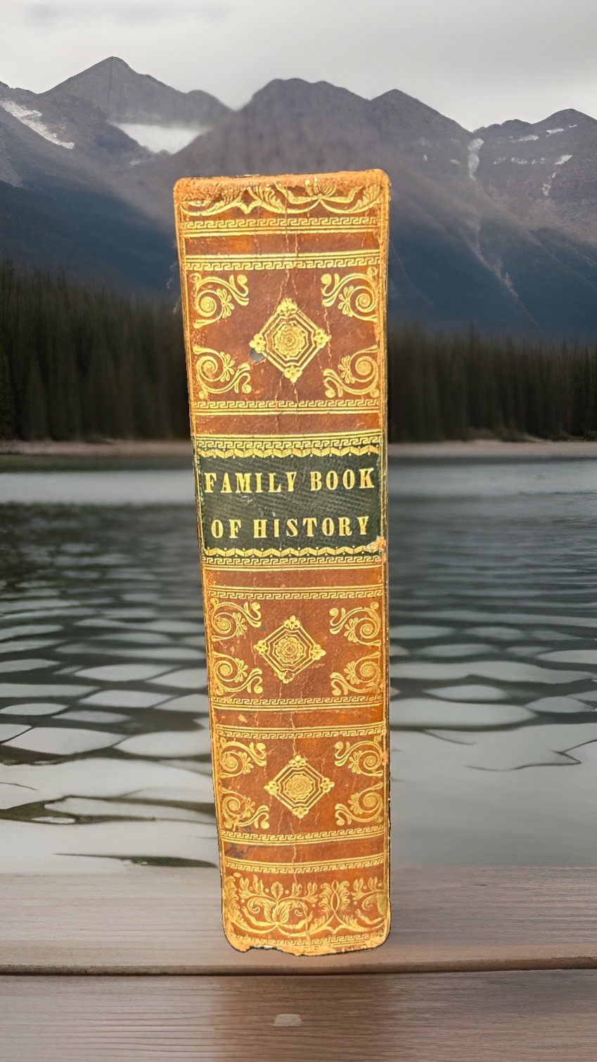 1839 Family Book Of History Olney Barber Antique Leather Bound Book 