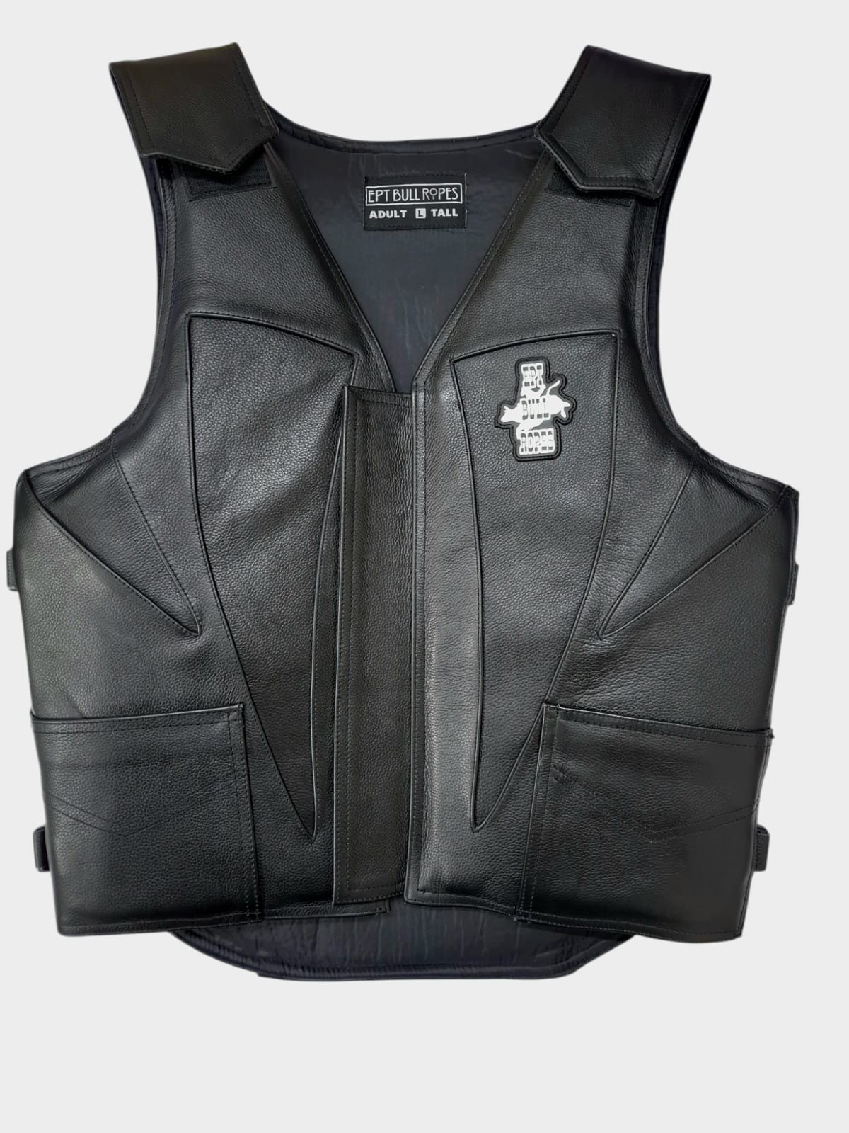 EPT Leather Bull Riding Vest v3.0 - Black Leather EPT Brand - Adult Sizes: