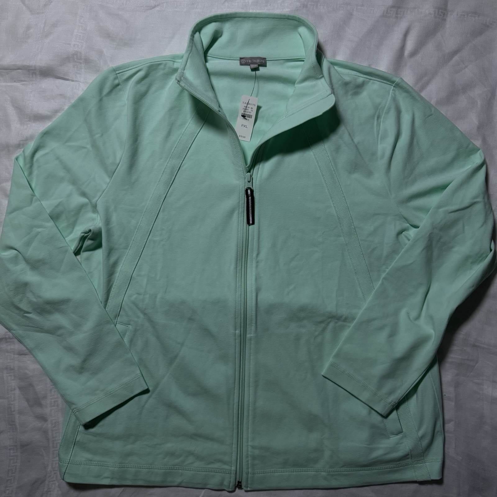 NWT T By Talbots Jacket Womens PXL Mint Green Full Zip Mock Neck Jacket Active NWT T By Talbots Jacket Womens PXL Mint Green Full Zip Mock Neck Jacket Active