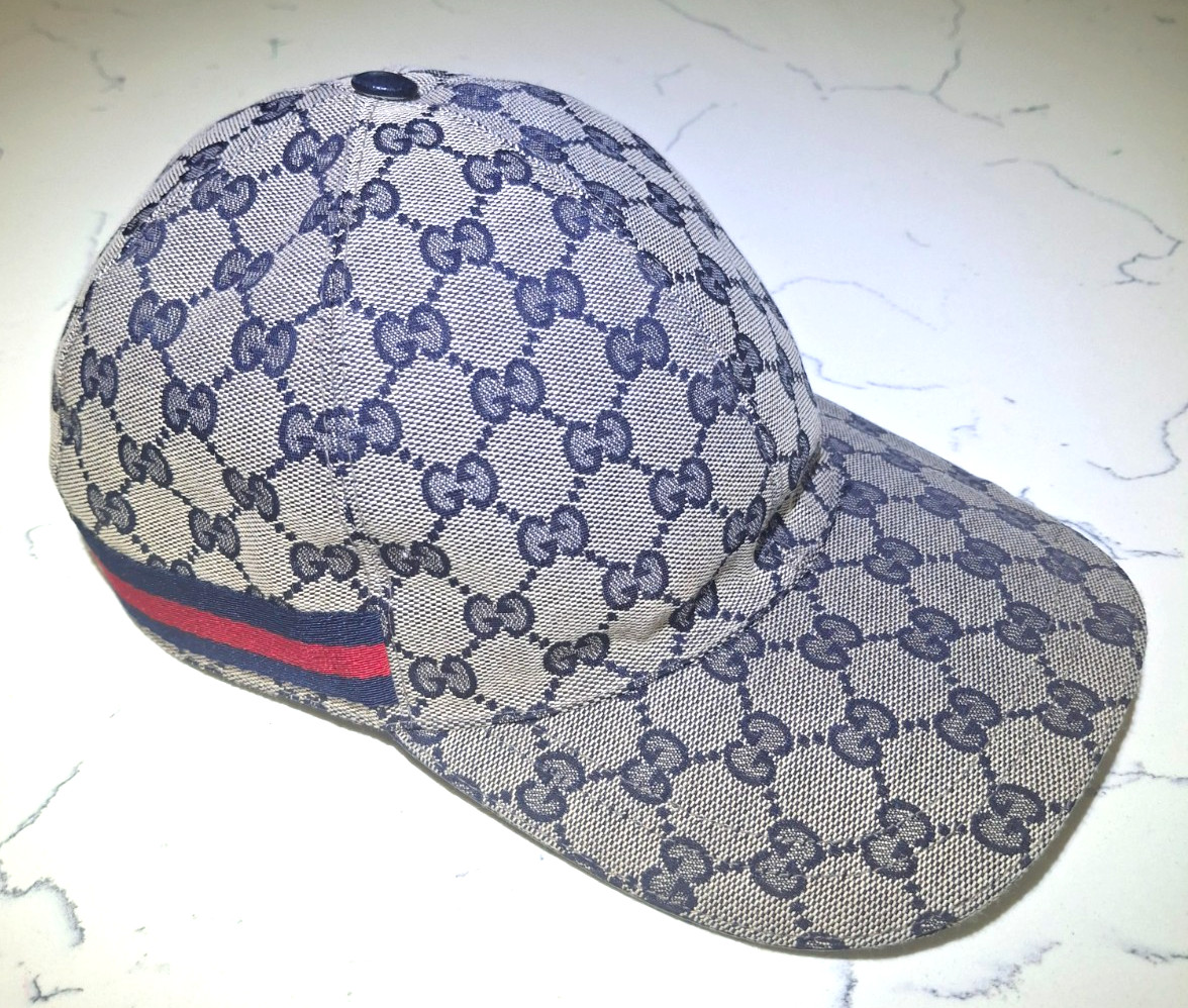 Gucci Classic Original GG Canvas Baseball Hat Cap Web Stripe XL 60 CM 200035