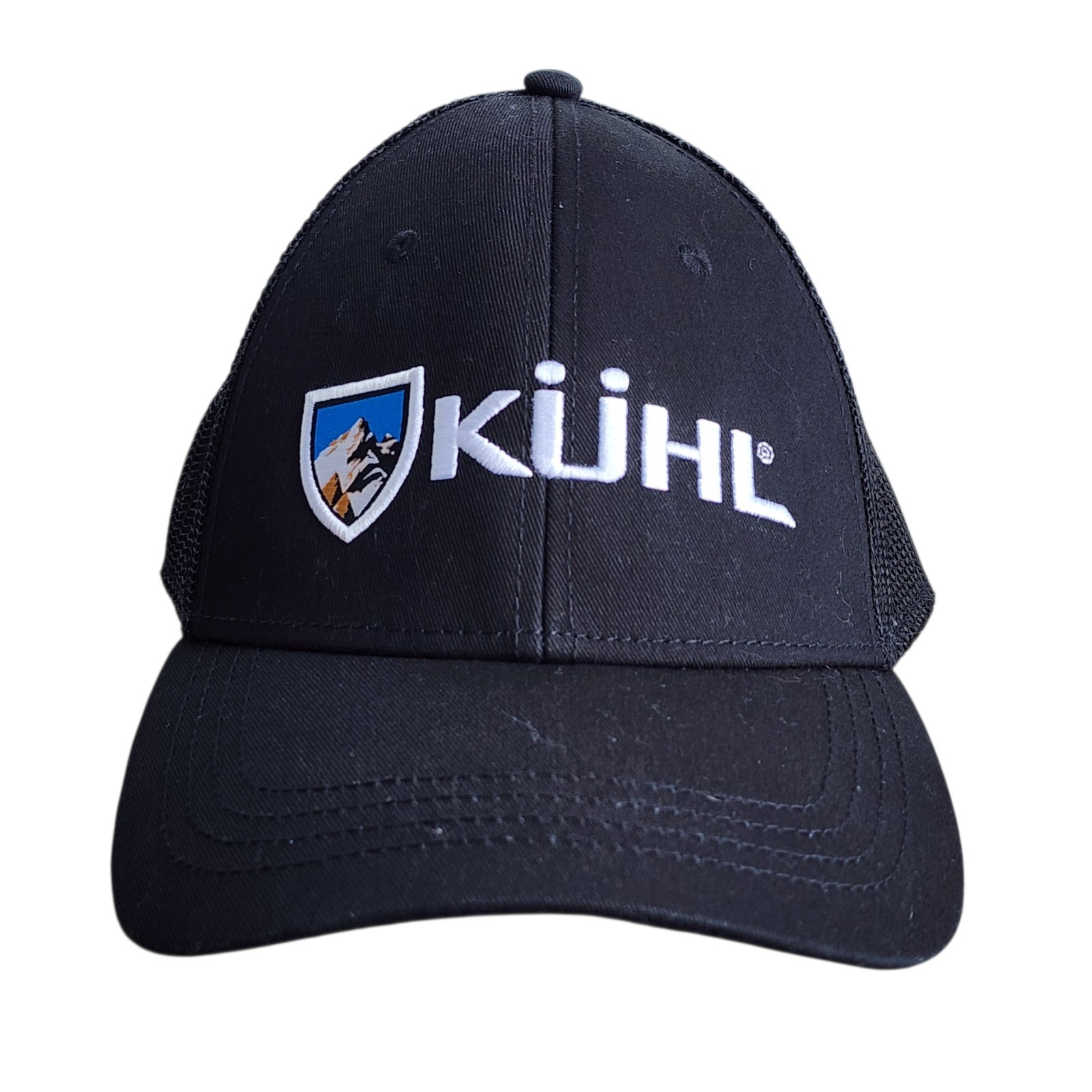 KÜHL Born in the Mountains Trucker Hat Black Mesh Snapback Shield Logo Cap Mens