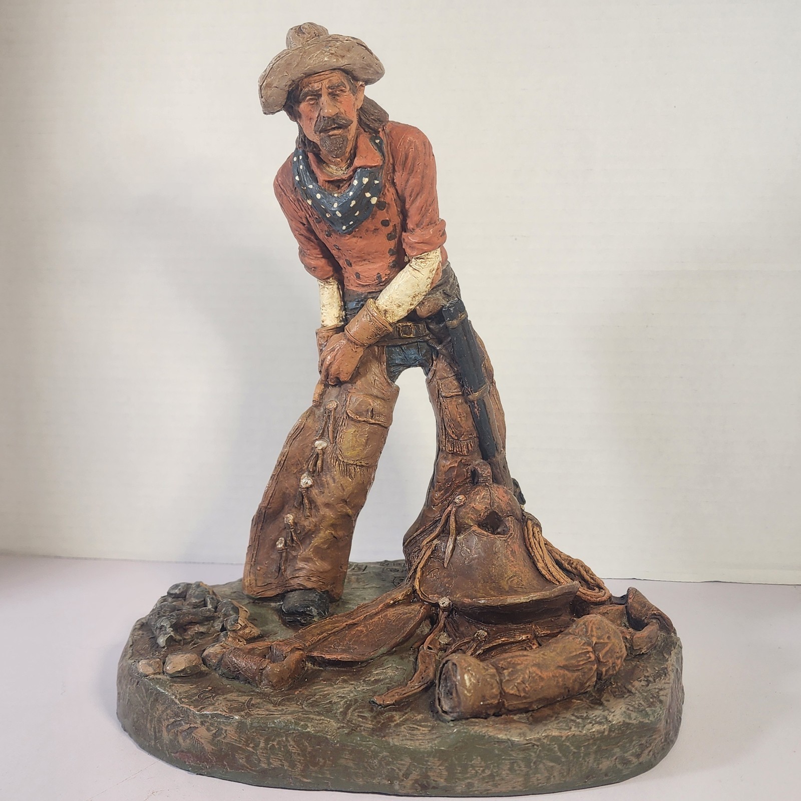 RETIRED- Vintage Michael Garman Hand-Painted \'Trailmaster\' 1985  Sculpture RARE