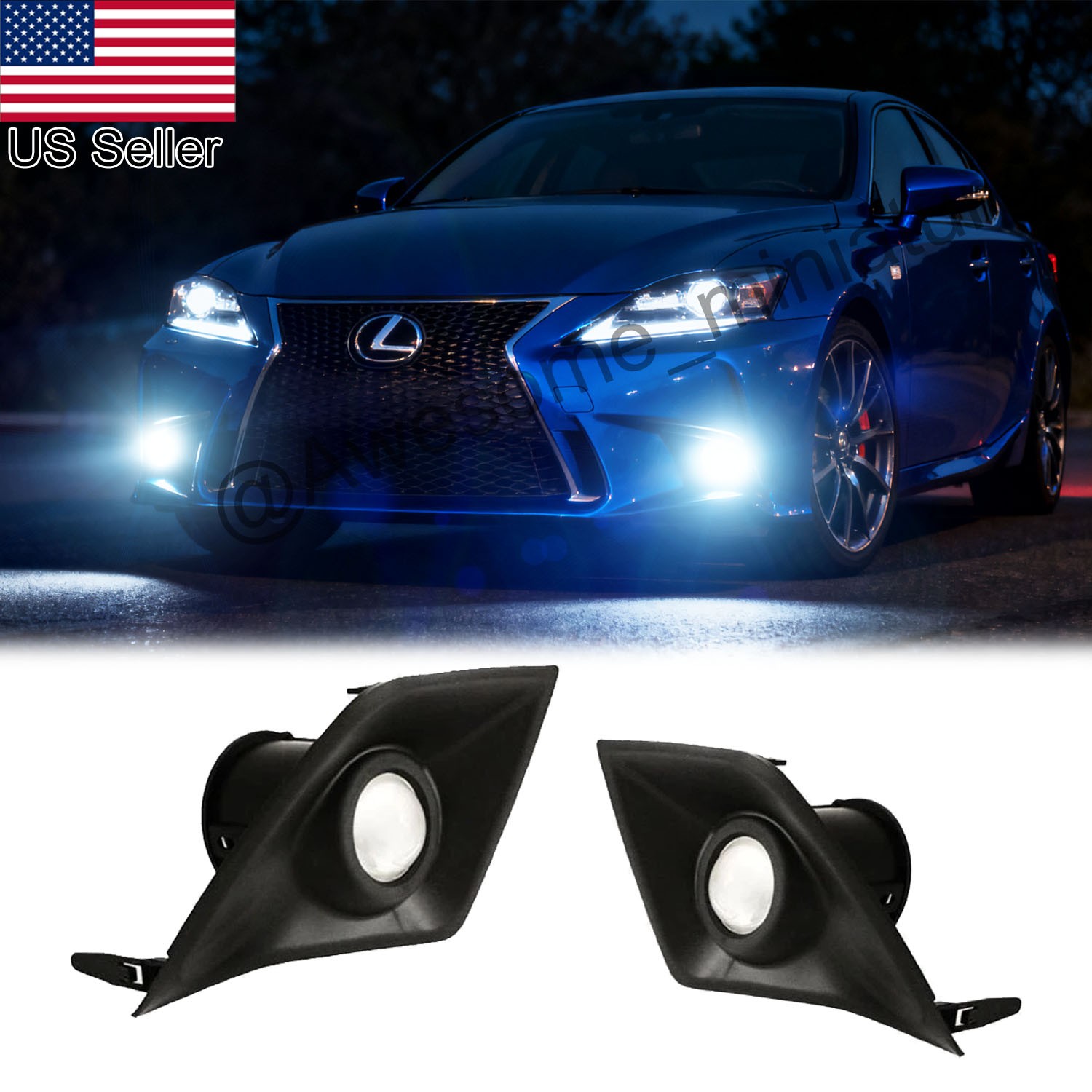 2Pcs JDM 15W Projector White LED Fog Light Kit For 2014-2016 Lexus IS F-Sport
