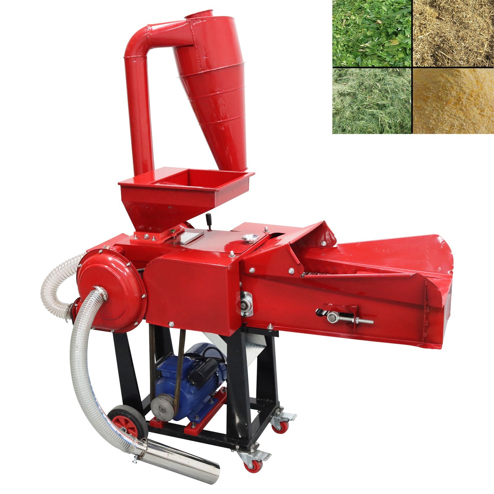Grass Cutting&Kneading&Crushing All-in-one Machine w/Self-priming&Conveyor 220V