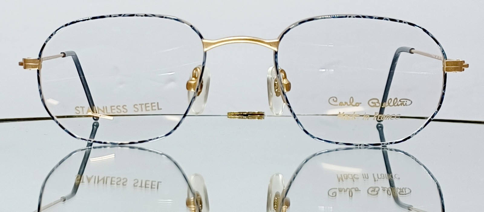 Vintage CARLO BELLINI 7154 96 Eyeglasses SATIN GOLD/BLACK New Metal 48-20-140