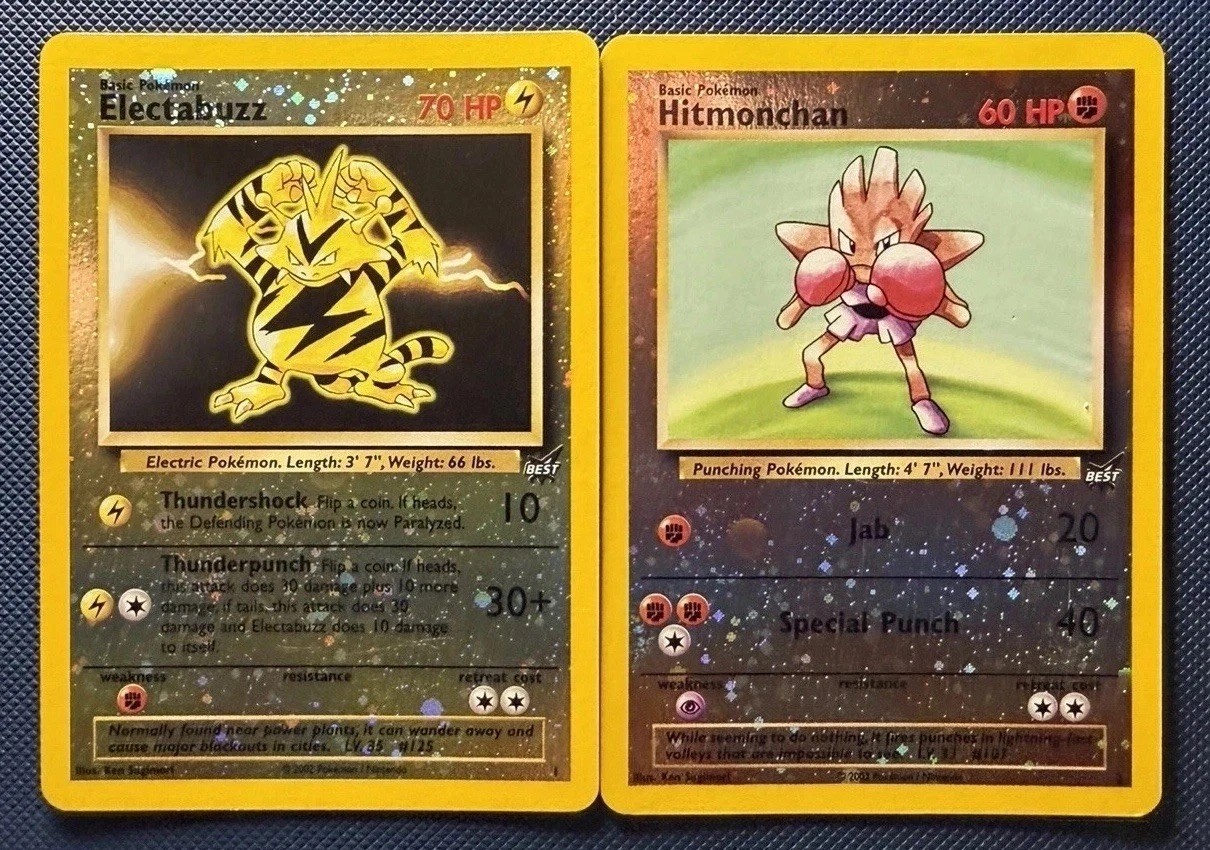 Pokemon TCG Best Of Game Promo Electabuzz 20/102 Hitmonchan 7/102 LP-NM Pokemon TCG Best Of Game Promo Electabuzz 20/102 Hitmonchan 7/102 LP-NM