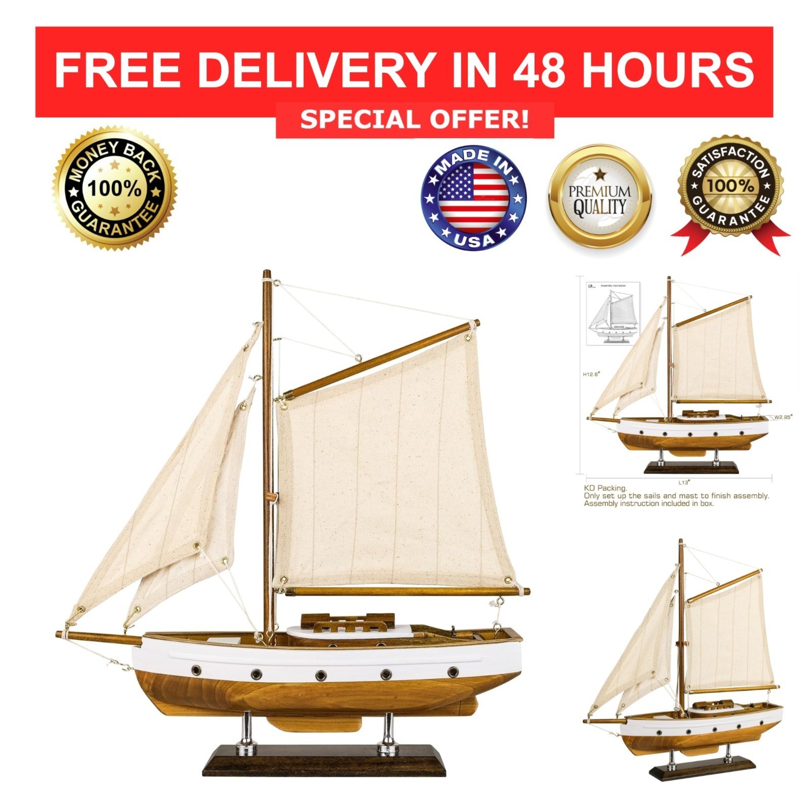 SAILINGSTORY Wooden Sailboat Decor 13