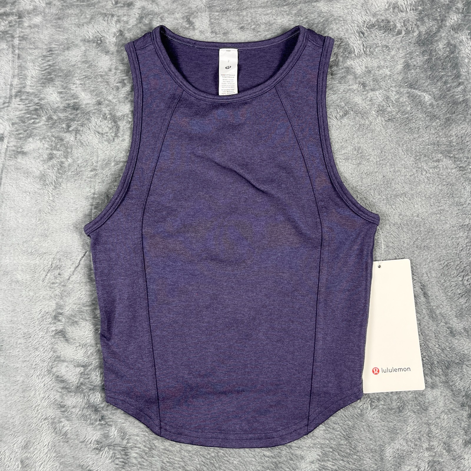 Lululemon Soft Sueded Crewneck Cropped Tank Top Womens 2 Purple Heather Yoga