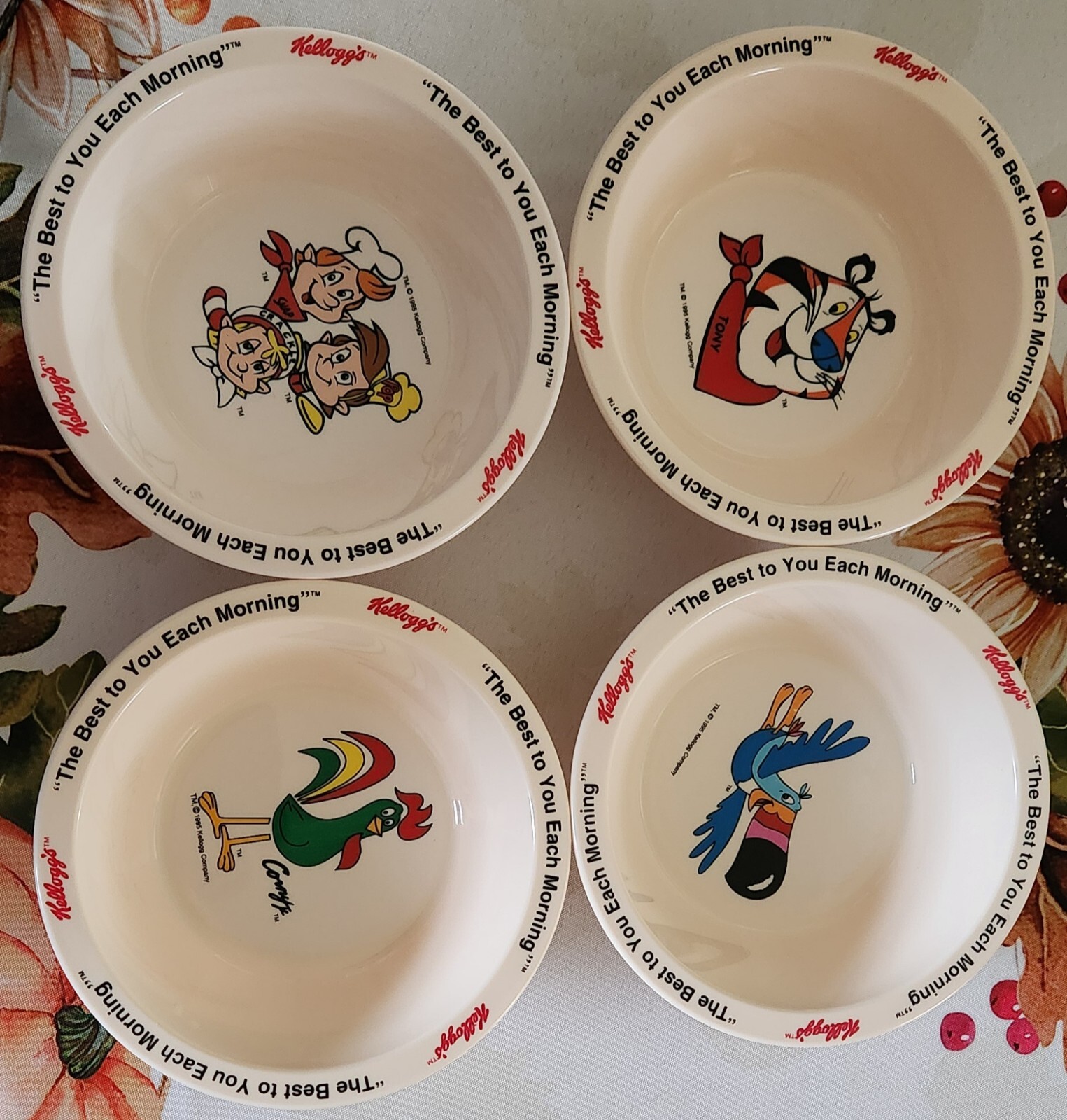 Vintage 1995 Kelloggs Cereal Bowls Set Of 4