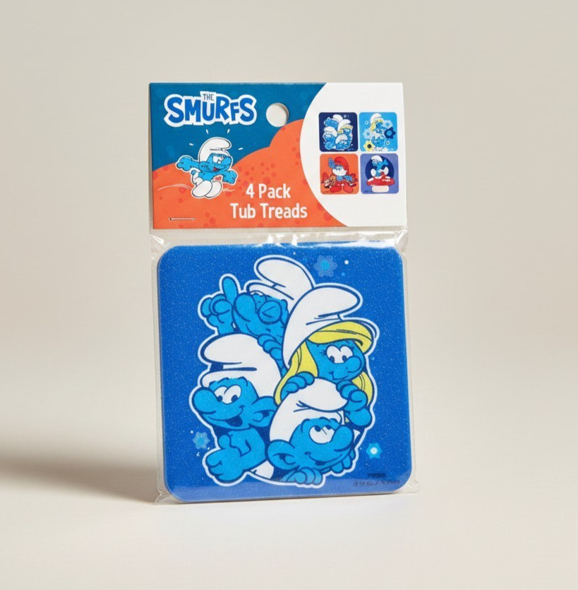 The Smurfs Non-Slip Tub Treads Bath Safety Fun 4 Pack Officially Licensed BNIB