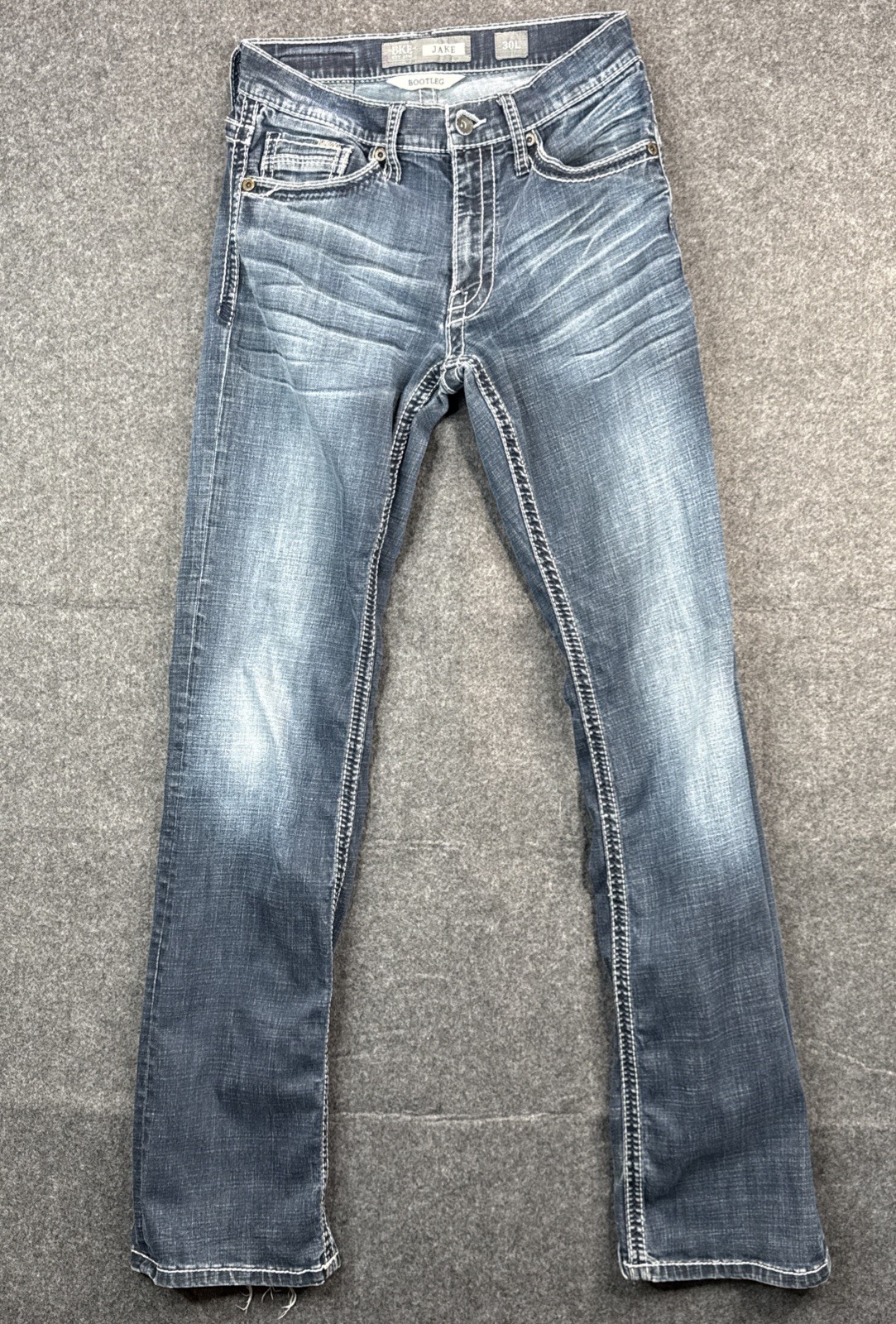 BKE Jake Straight Jeans Mens 30x32 Dark Blue Wash Straight Stretch Faded Western BKE Jake Straight Jeans Mens 30x32 Dark Blue Wash Straight Stretch Faded Western