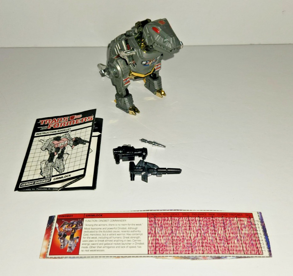 Transformers Vintage G1 Grimlock VERY NICE + Specs/Manual (no Sword) ~READ~