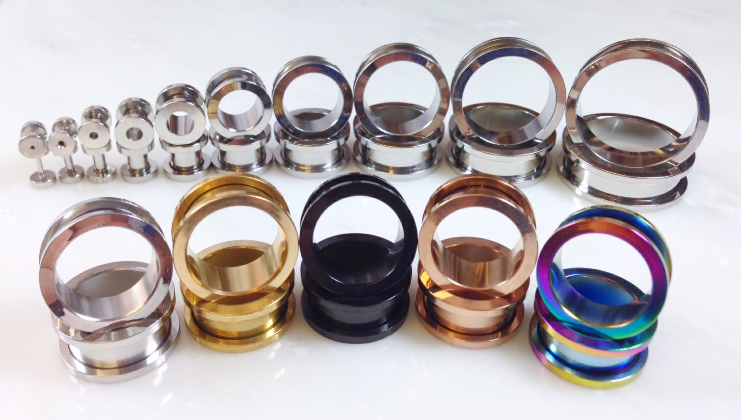 PAIR Screw Fit Tunnels Plated Surgical Steel Plugs Gauges Earlets