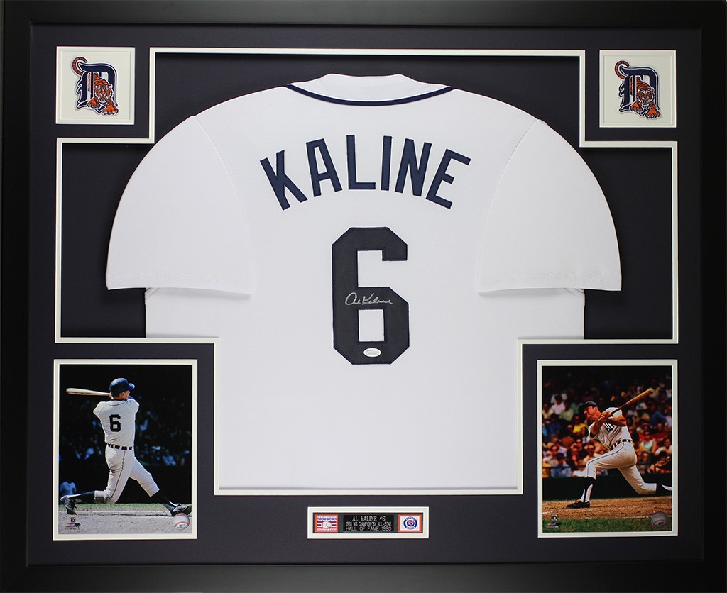 Al Kaline Autographed and  Framed White Tigers Jersey Auto JSA COA