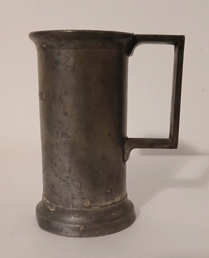 Antique French Pewter Tankard Double Decilitre French Tavern Ale Measure Antique French Pewter Tankard Double Decilitre French Tavern Ale Measure