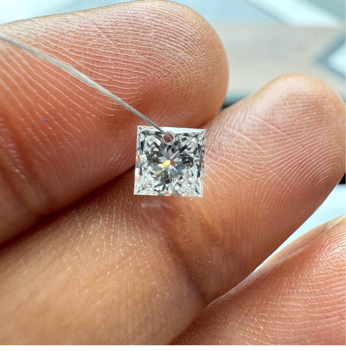 1Pcs Drilled Lab Grown Princess Cut Diamond Loose 3mm - 5mm Princess CVD Diamond