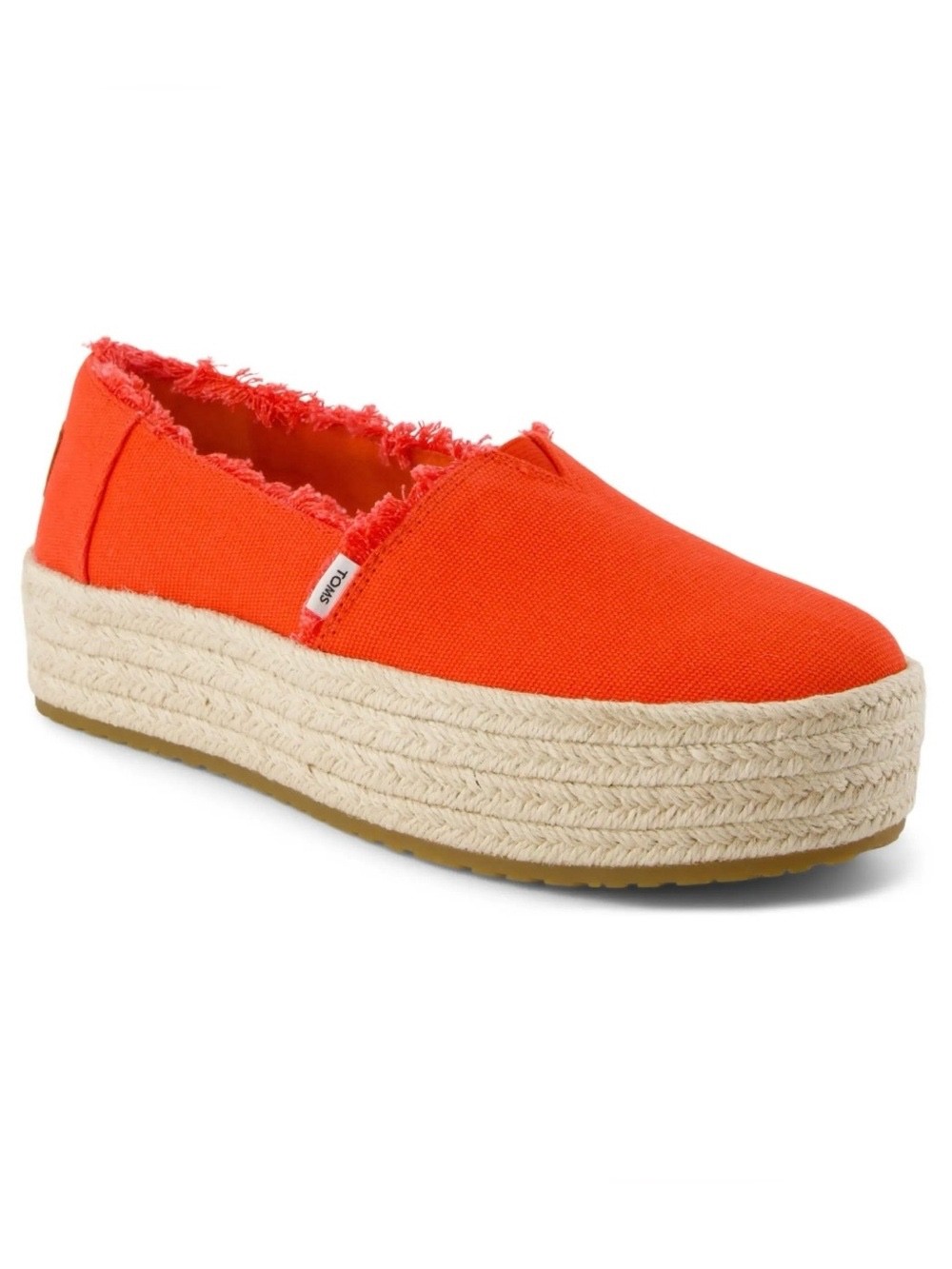 TOMS Valencia Fringed Canvas Platform Espadrille Slip On Flats Size 9.5 EU 41