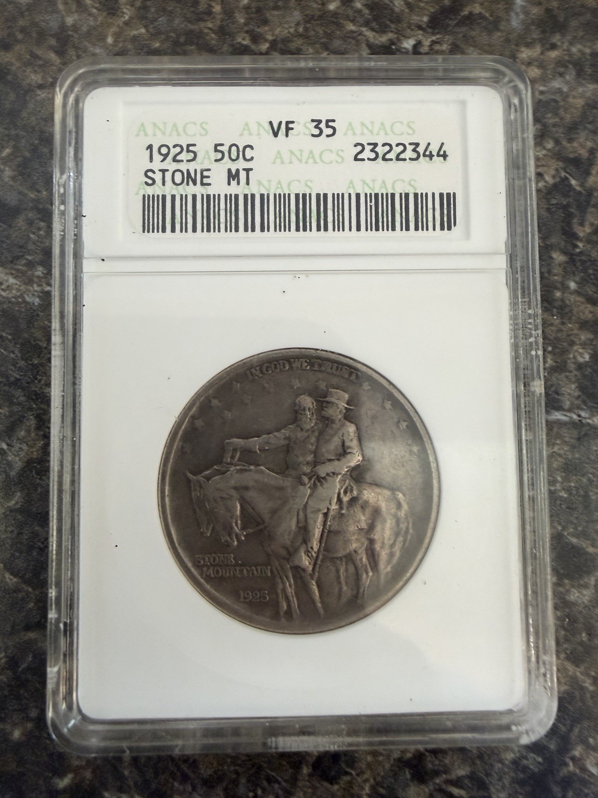 1925 Stone Mountain Memorial Half Dollar 50C ANACS VF35 Silver Commemorative