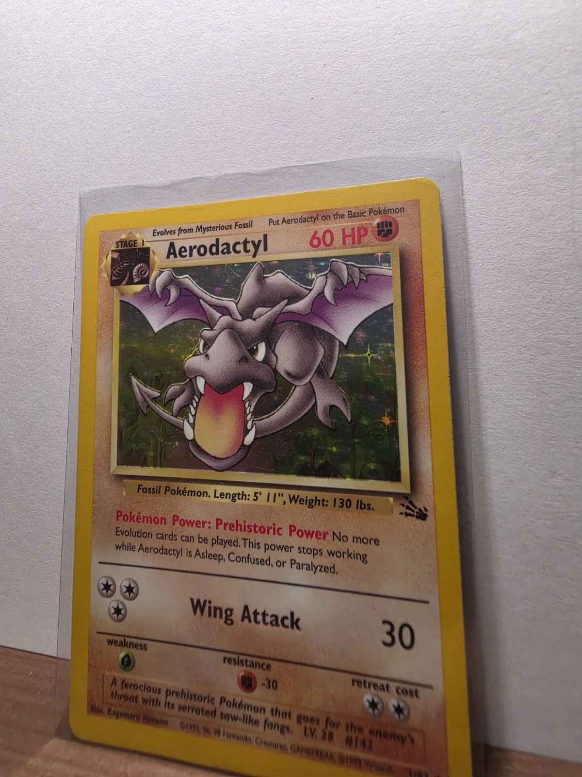 Aerodactyl 1/62 Rare Fossil Pokemon Unlimited Holo Lightly Played