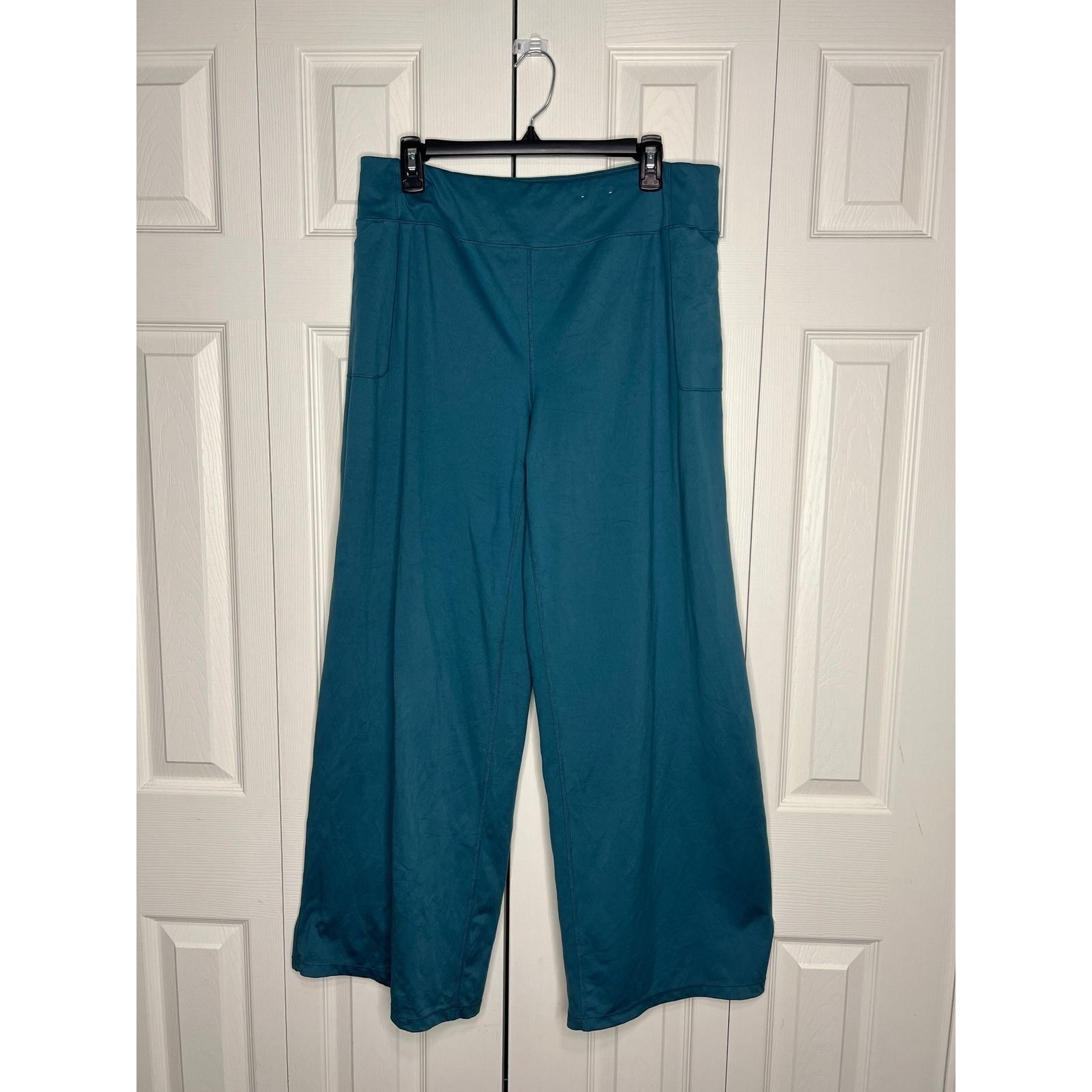 Xersion EverUltra-Lite Wide Leg Yoga Pants Athleisure Minimalist Teal Poly XL
