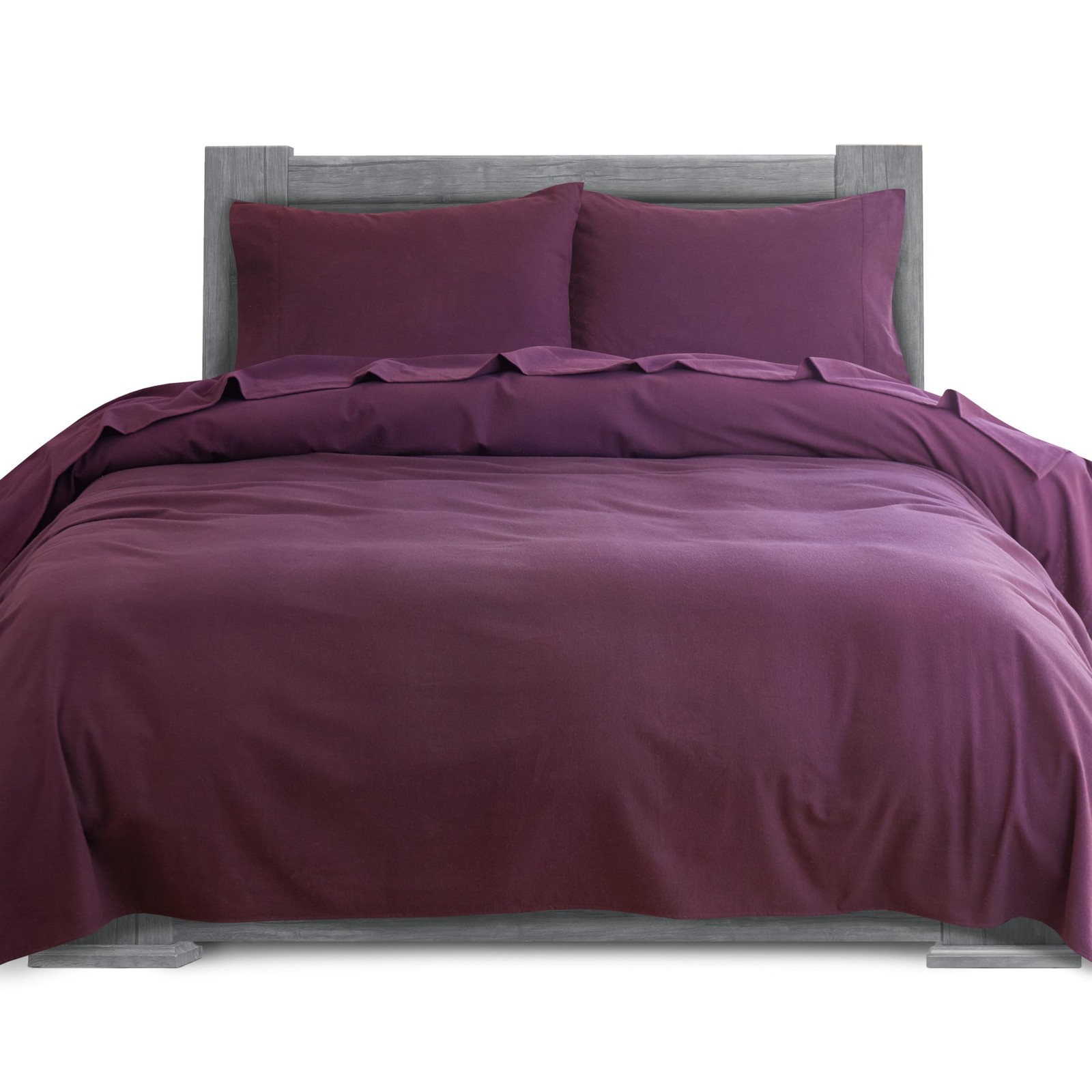 Elegant Comfort Soft 4-Piece 100% Turkish Cotton Flannel Queen, Solid Purple