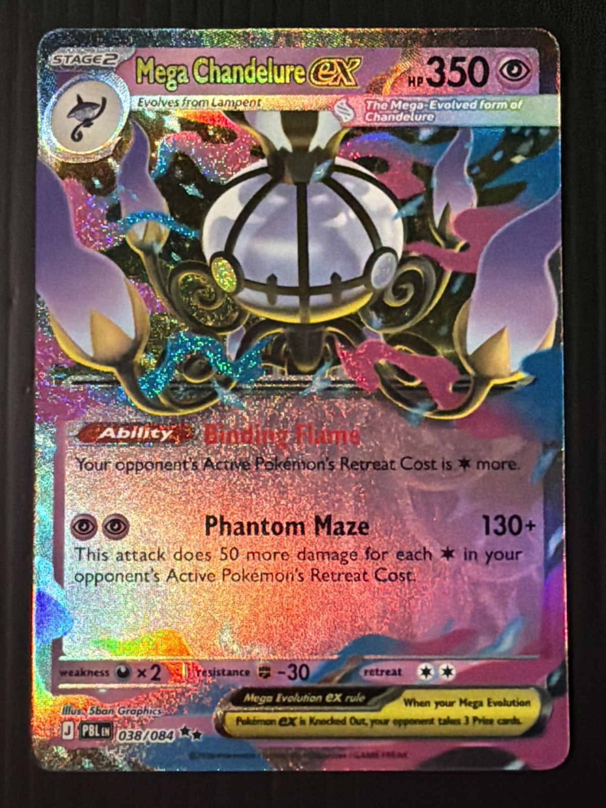 Mega Chandelure ex - 038/084 038/084 Double Rare ME05: Pitch Black Pokemon Holo