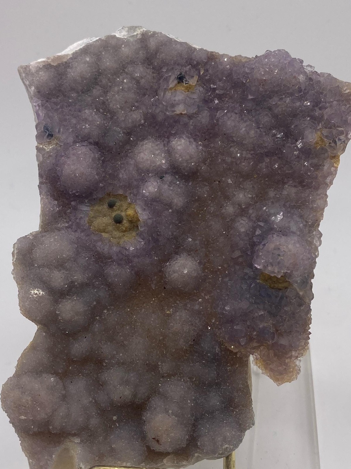 Amazing and Sparkly Druzy Smoky Amethyst Quartz Crystal Plate with Malachite