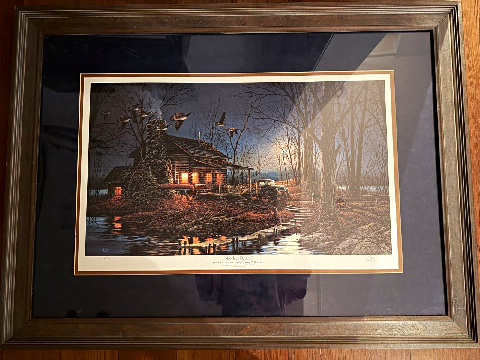 Terry Redlin Moonlight Retreat 1988 Signed Numbered LE Matted Framed Print