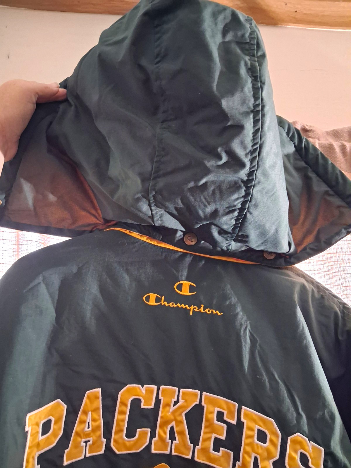 Vintage late 90's Early 2000's Champion Green Bay Packers Thick Winter Coat