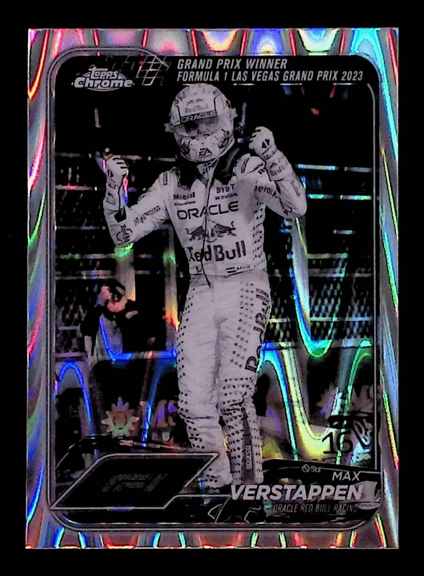 Max Verstappen 2024 Topps Chrome F1 Black & White RayWave Refractors #145