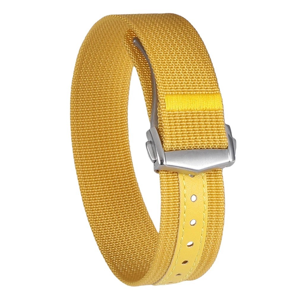 Watch Strap Ribbed Nylon Deployant Clasp Folding Buckle 20mm 22mm Men Watch Strap Ribbed Nylon Deployant Clasp Folding Buckle 20mm 22mm Men