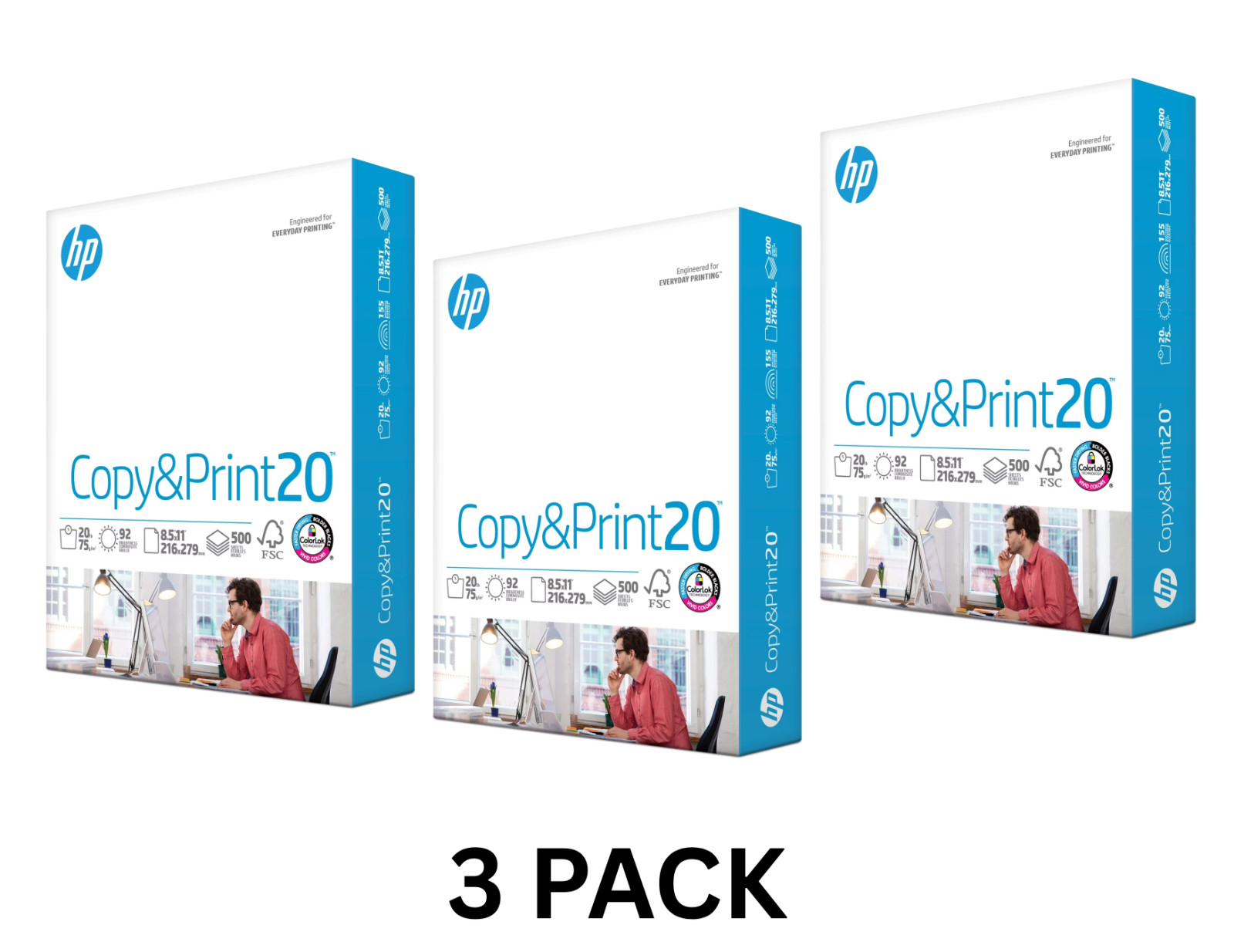 HP Printer Paper 8.5 x 11 Paper Copy &Print 20 lb 1 Ream Case -500 Sheets (3 Pk) HP Printer Paper 8.5 x 11 Paper Copy &Print 20 lb 1 Ream Case -500 Sheets (3 Pk)