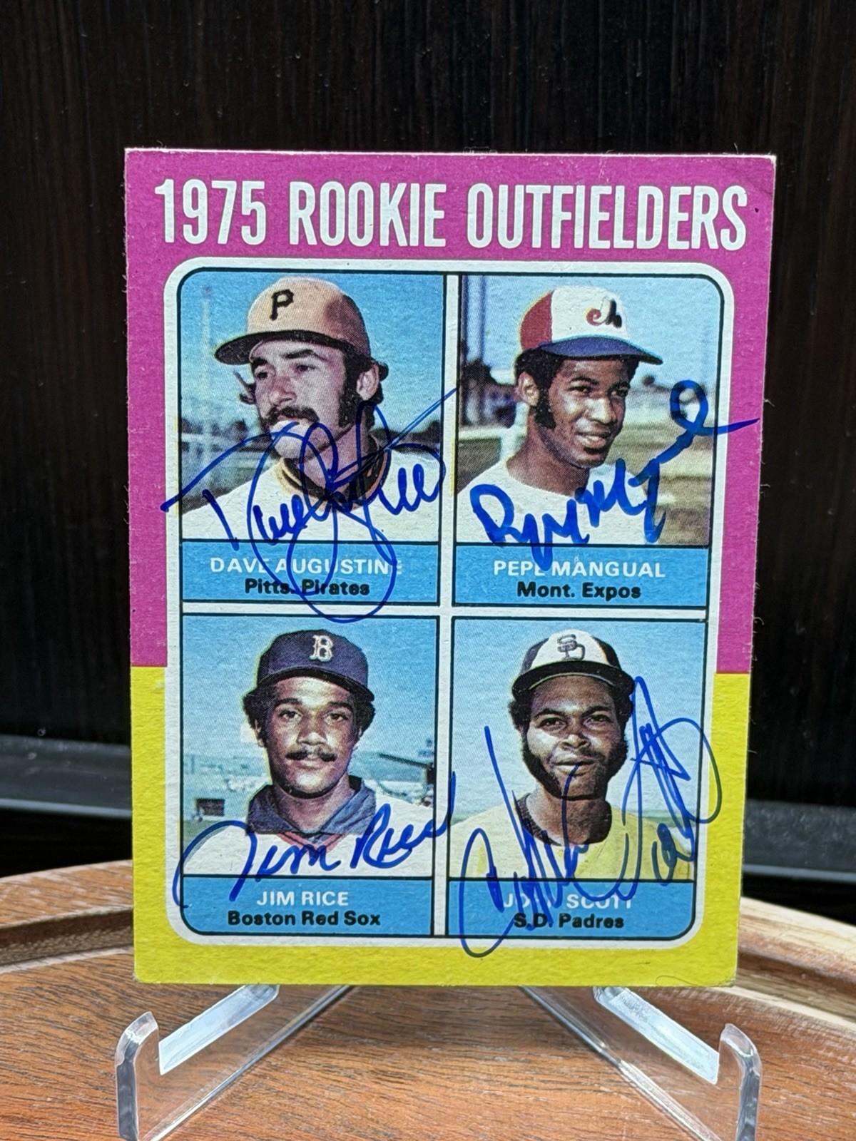 1975 Topps Signed Rookie Card -Jim Rice Pepe Manguel John Scott David Augustine