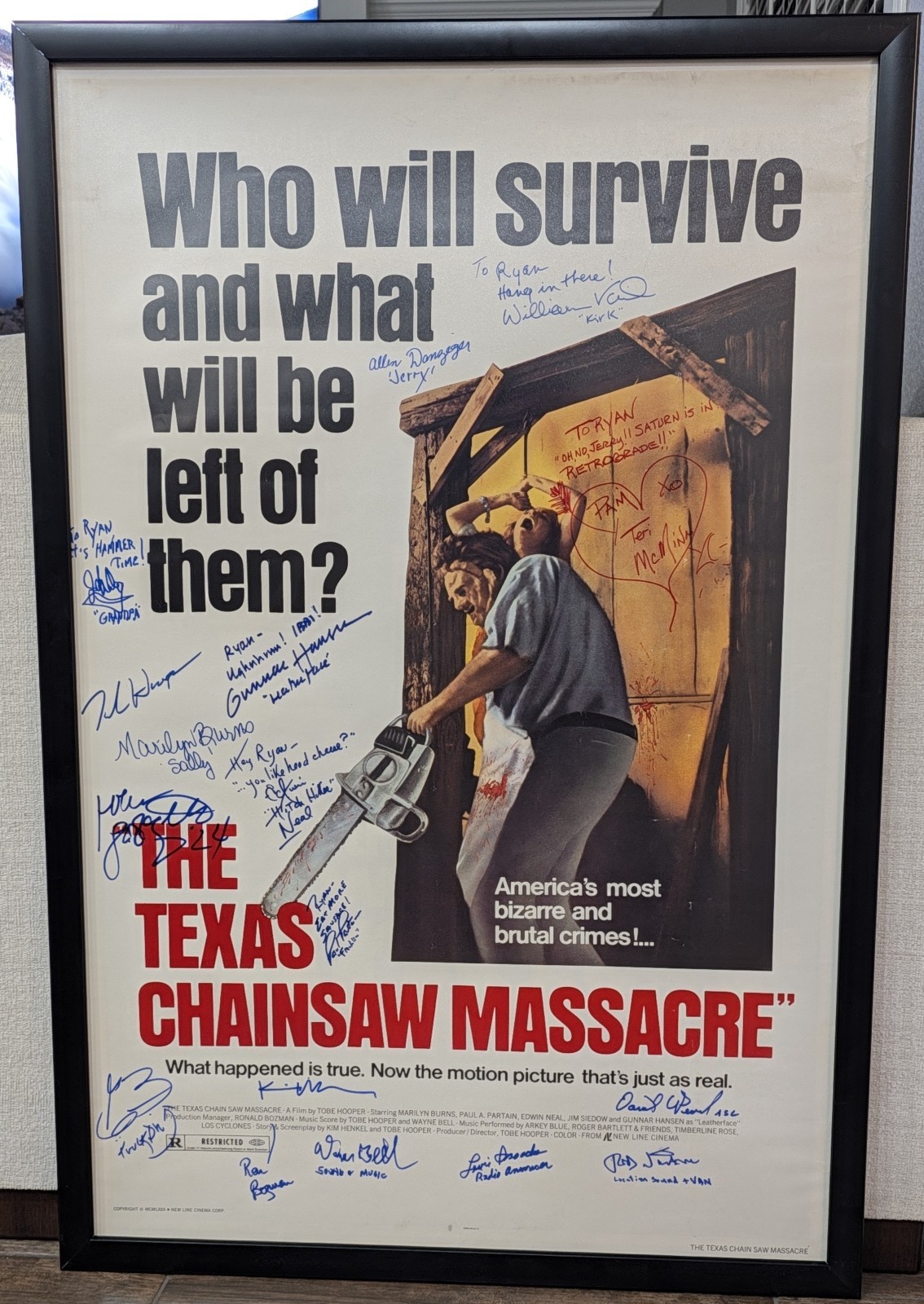 Cast Signed Autographed Texas Chainsaw Massacre Poster 1974 Tobe Hooper Gunnar H Cast Signed Autographed Texas Chainsaw Massacre Poster 1974 Tobe Hooper Gunnar H
