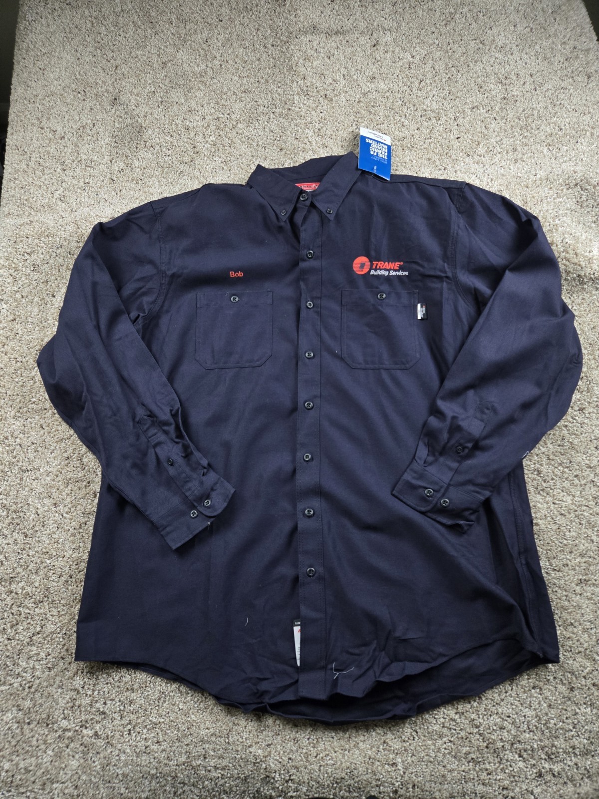 Riverside FR Work Shirt 2XL Men Blue Navy Long Sleeve Pockets Canvas NWT