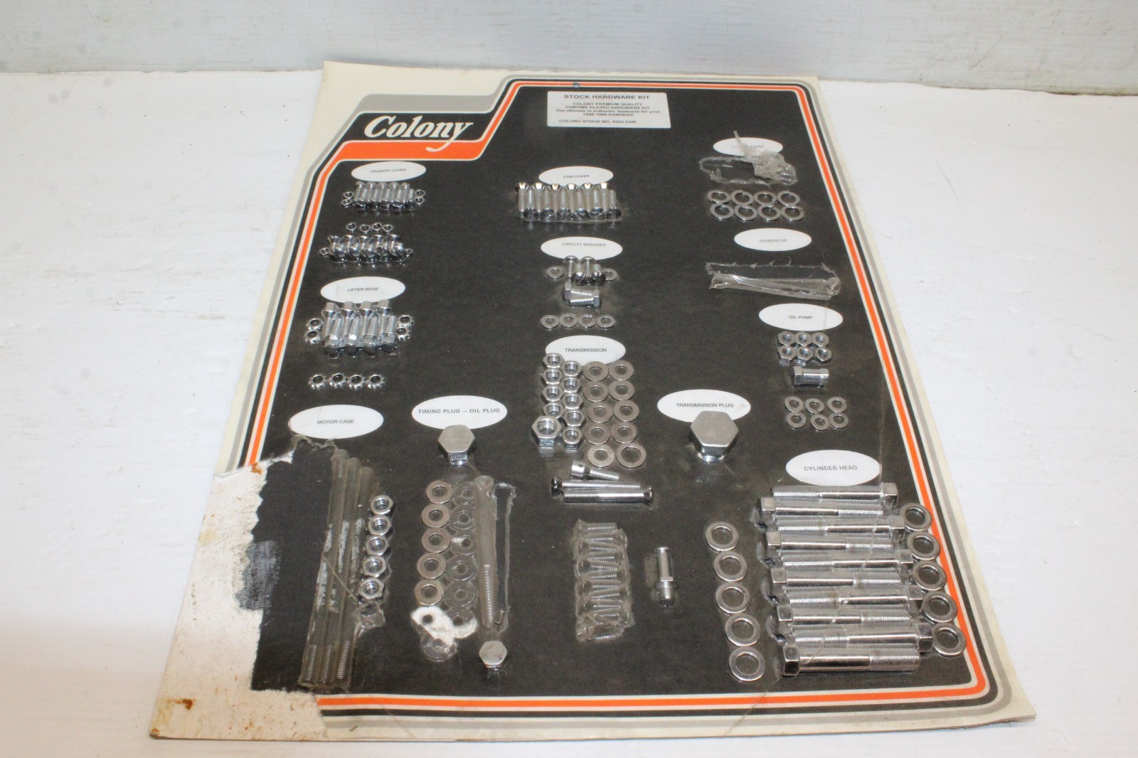 Colony 8303 Chrome Hardware Kit 1958-65 Harley Panhead PARTIAL/INCOMPLETE