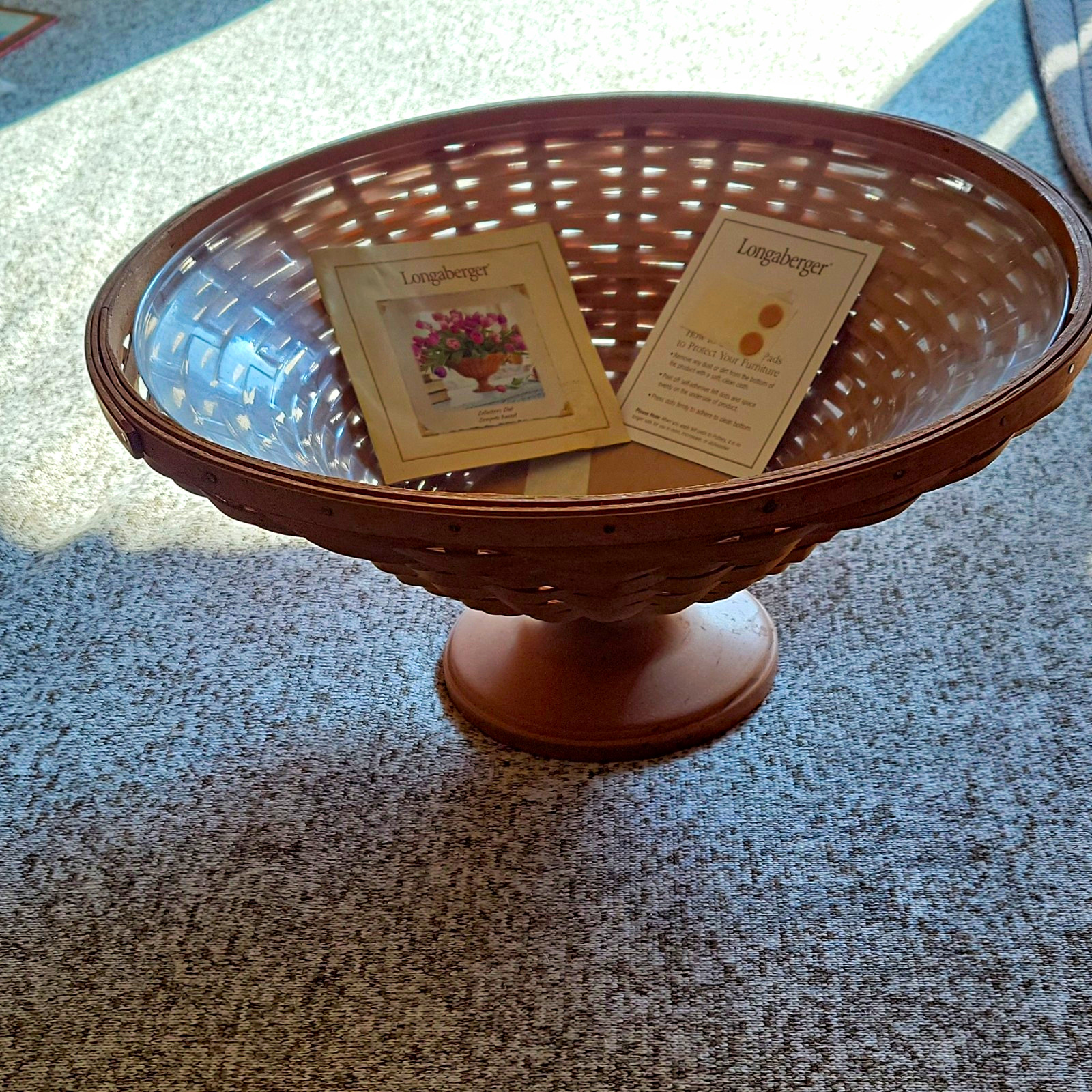 Longaberger 2005 Collectors Club Handmade Pedestal Basket Wood Base Felt Feet Longaberger 2005 Collectors Club Handmade Pedestal Basket Wood Base Felt Feet