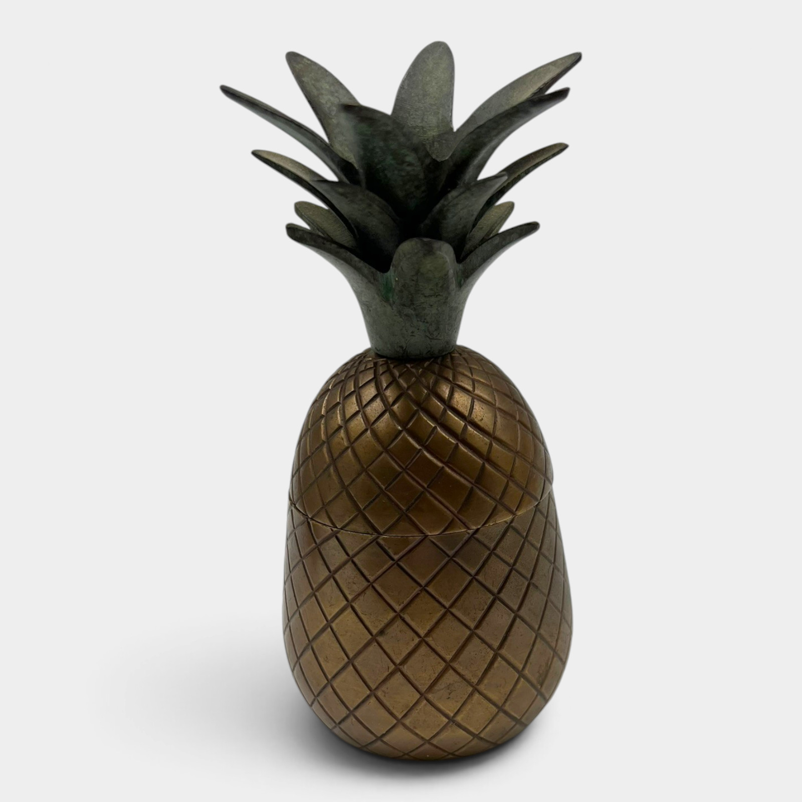 Vintage Brass Pineapple Trinket Box 7.5” Tropical Hollywood Regency Decor