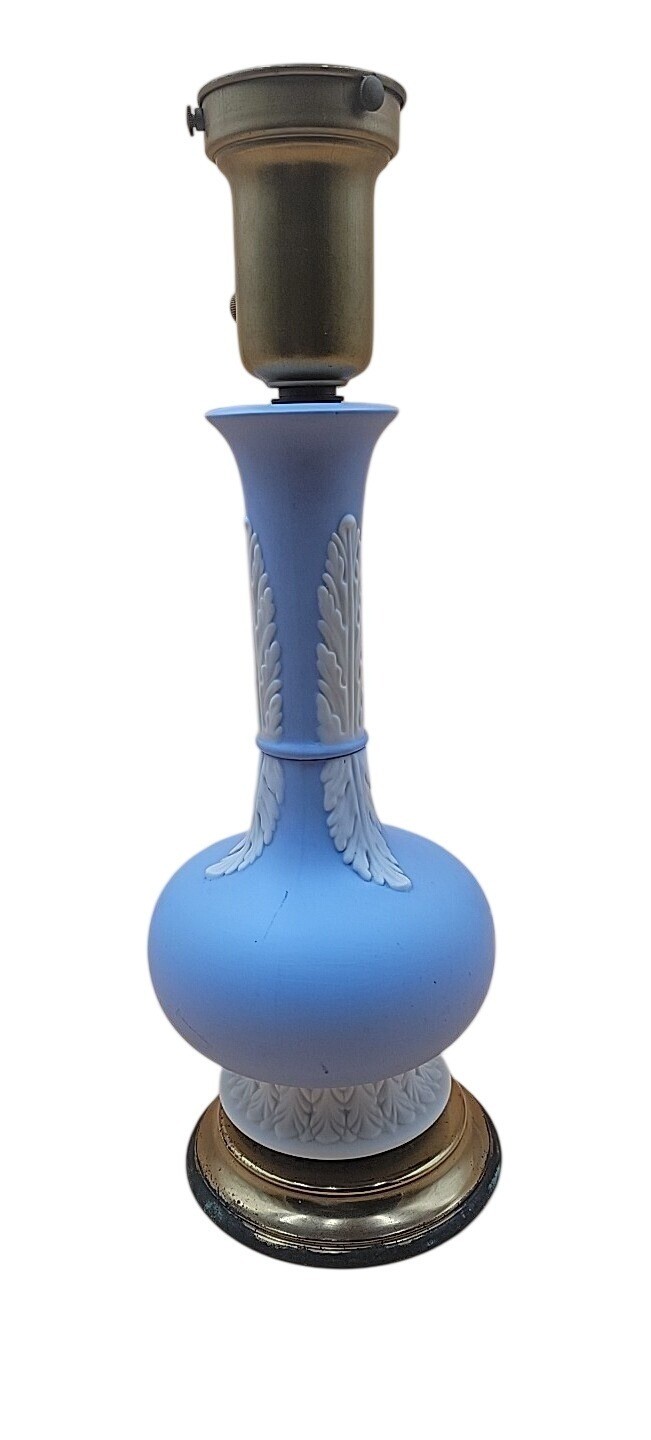 Antique Wedgwood Light Blue Jasperware Table Lamp England Jasperware Stoneware