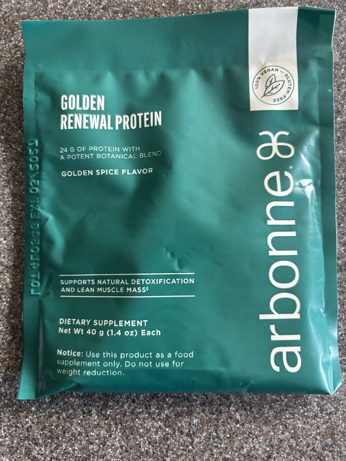 Arbonne Golden Renewal Protein 7  packets 1.4oz Each New Sealed Detox Supplement