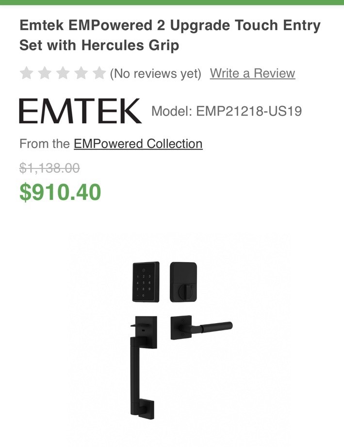 Emtek EMP23234FRLLHUS19 Empowered 2 Smart Keypad Handleset Flat Black Yale New Emtek EMP23234FRLLHUS19 Empowered 2 Smart Keypad Handleset Flat Black Yale New